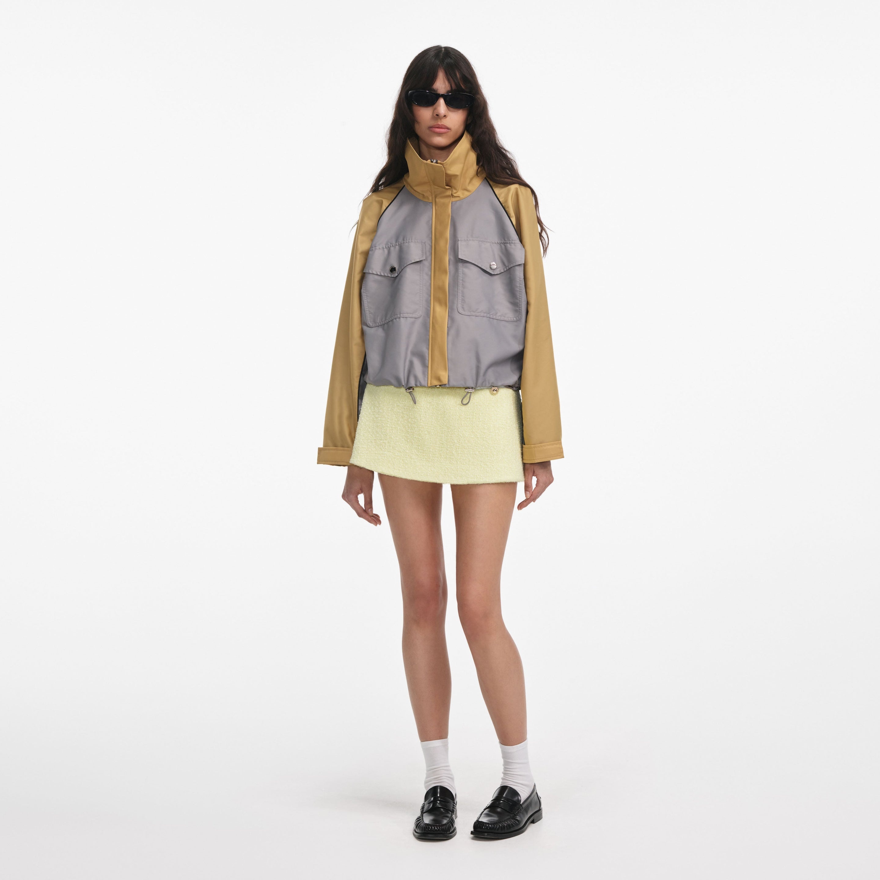 Grey Nylon Cropped Windbreaker - 5