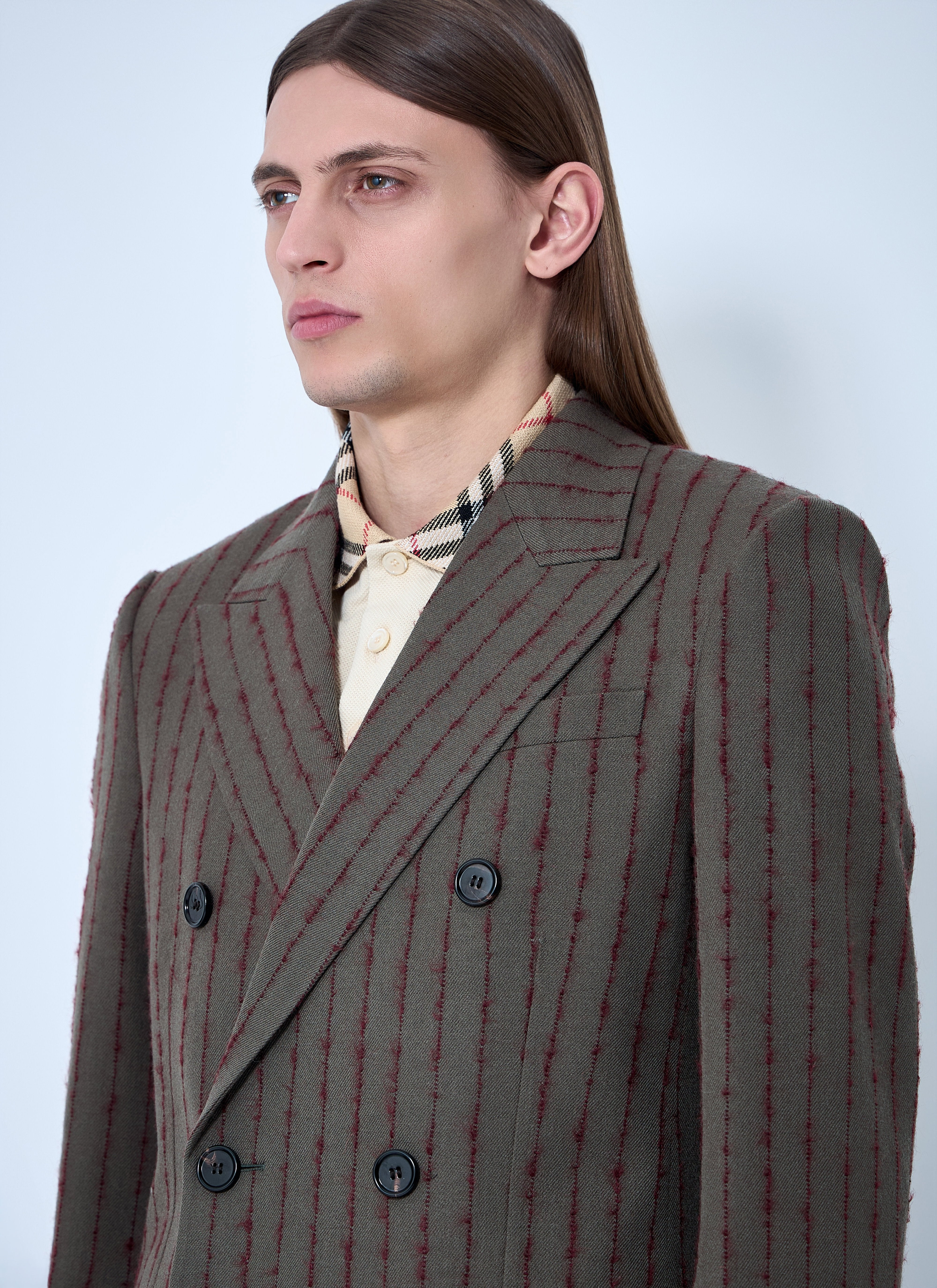 Burberry Men Striped Wool Tailored Blazer - 5