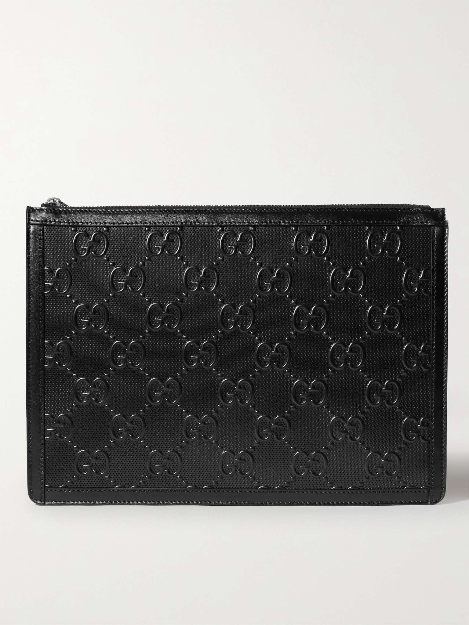 Logo-Embossed Perforated Leather Pouch - 1