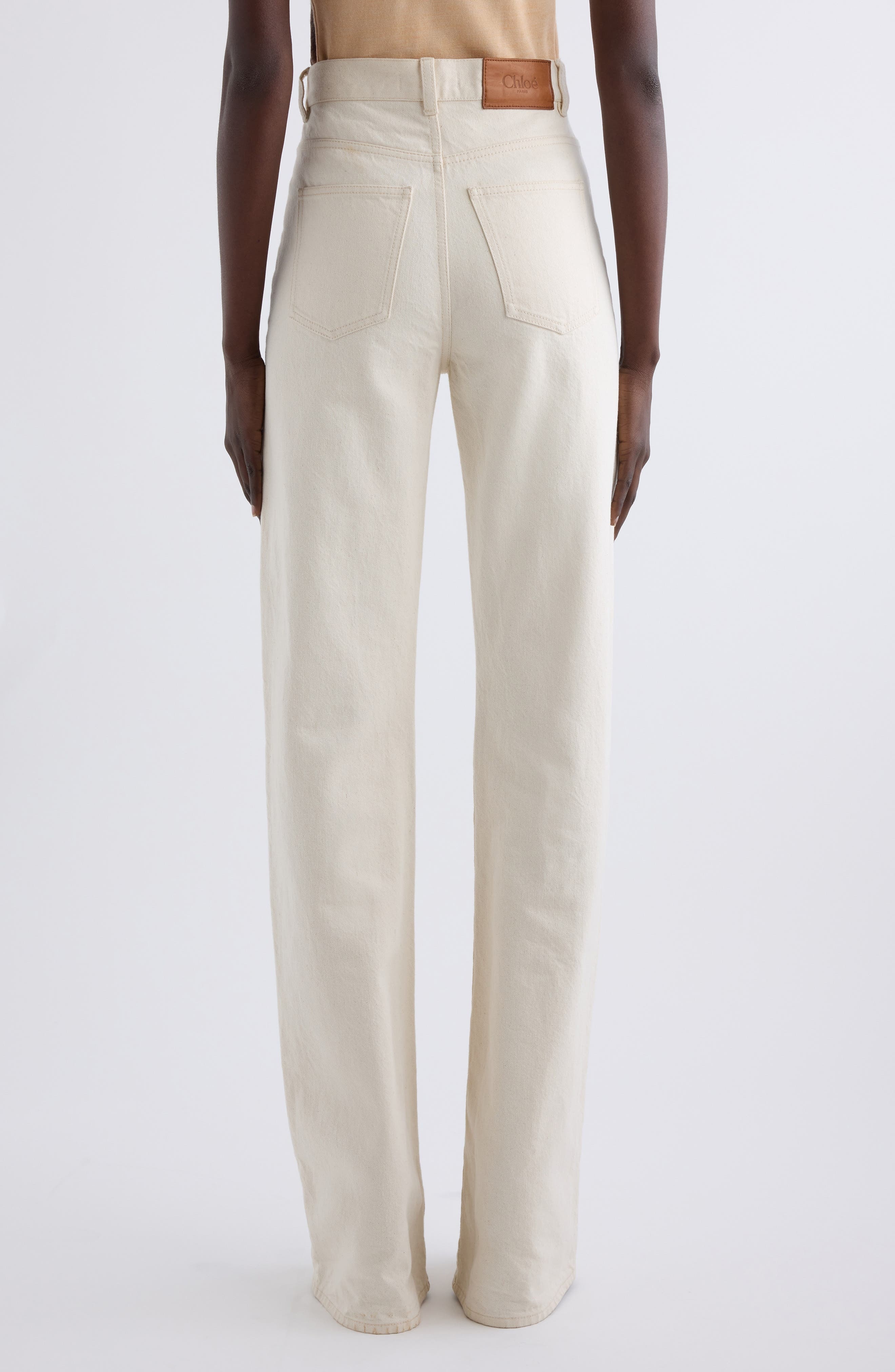 Chloé Pineapple Charm High Waist Twill Pants in Eden White at Nordstrom - 3