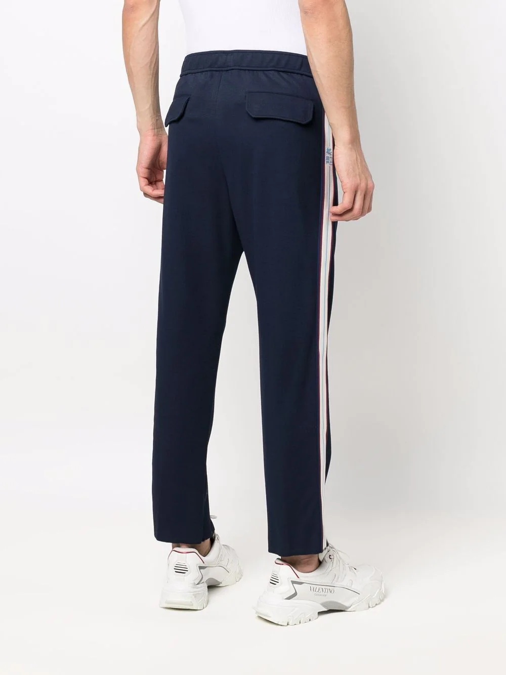 stripe-detail tapered-leg trousers - 4