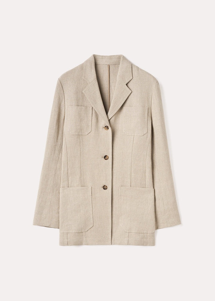 Slim linen blazer wheat mélange - 1