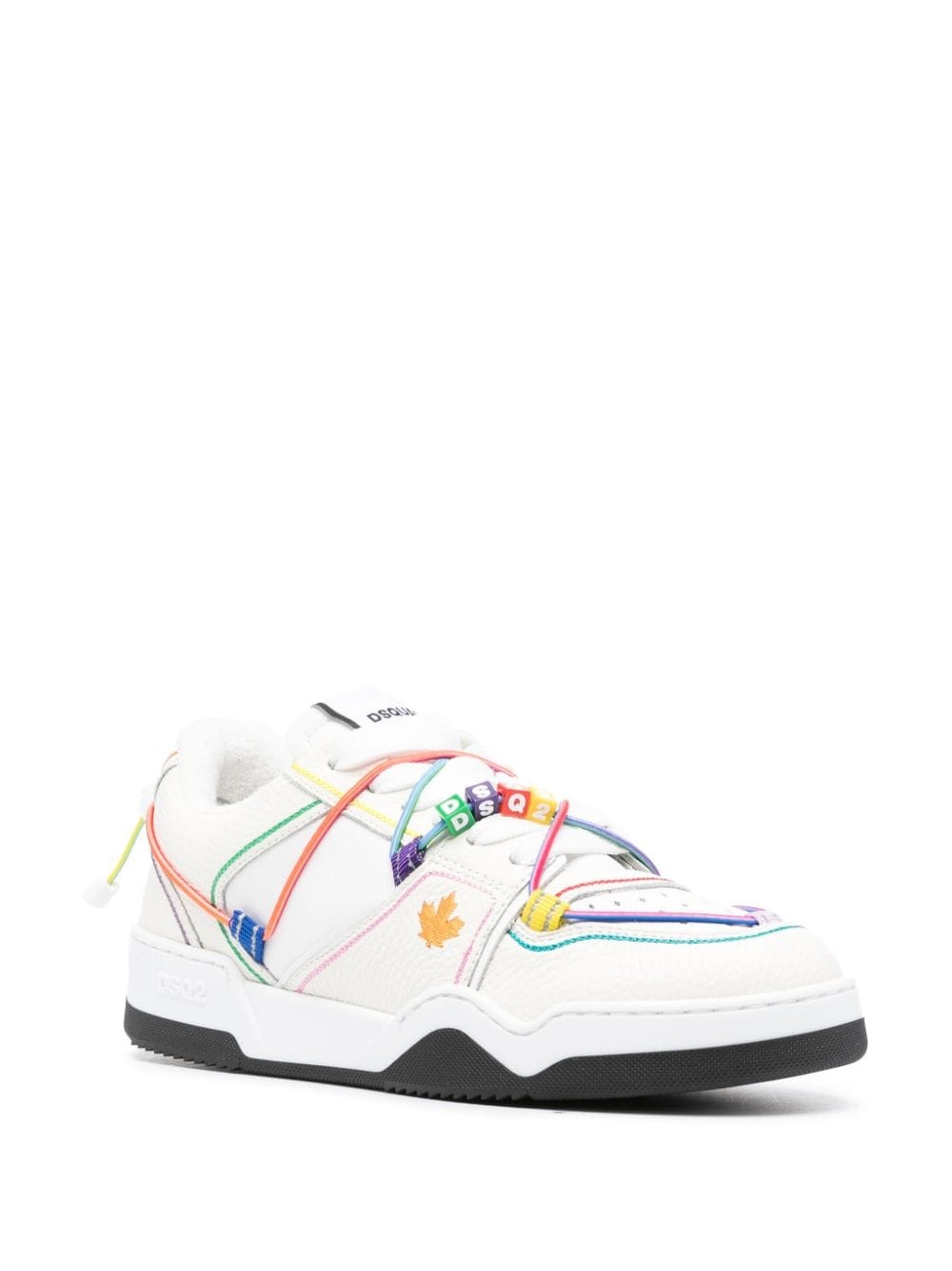 Spiker logo-beaded leather sneakers - 2