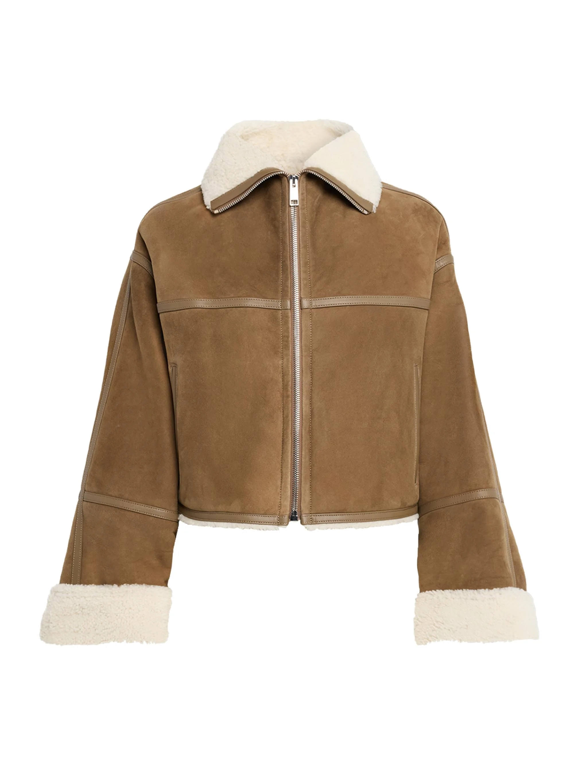 Women's Veste Shearling Zip-Front Crop Jacket - Chouquette - 1