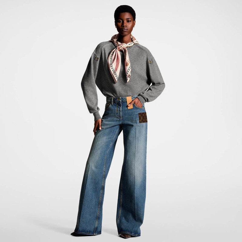 Louis Vuitton Stonewashed Monogram Patch Boot-Cut Jeans outlook