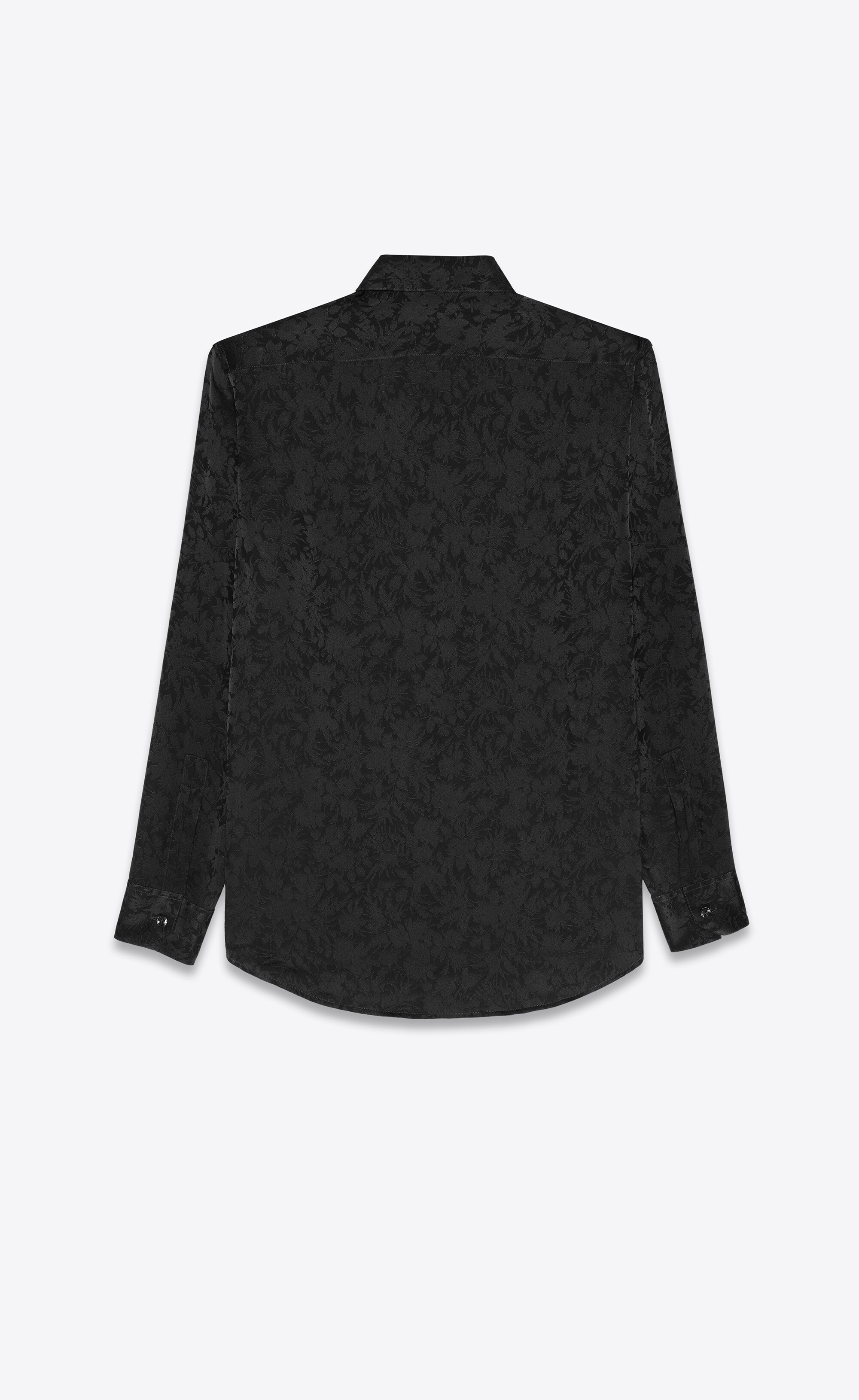 yves collar classic shirt in matte and shiny silk - 2
