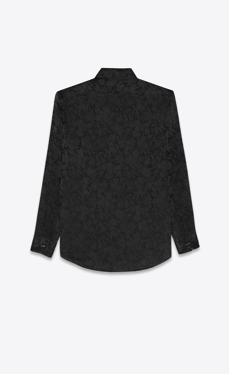 SAINT LAURENT yves collar classic shirt in matte and shiny silk outlook