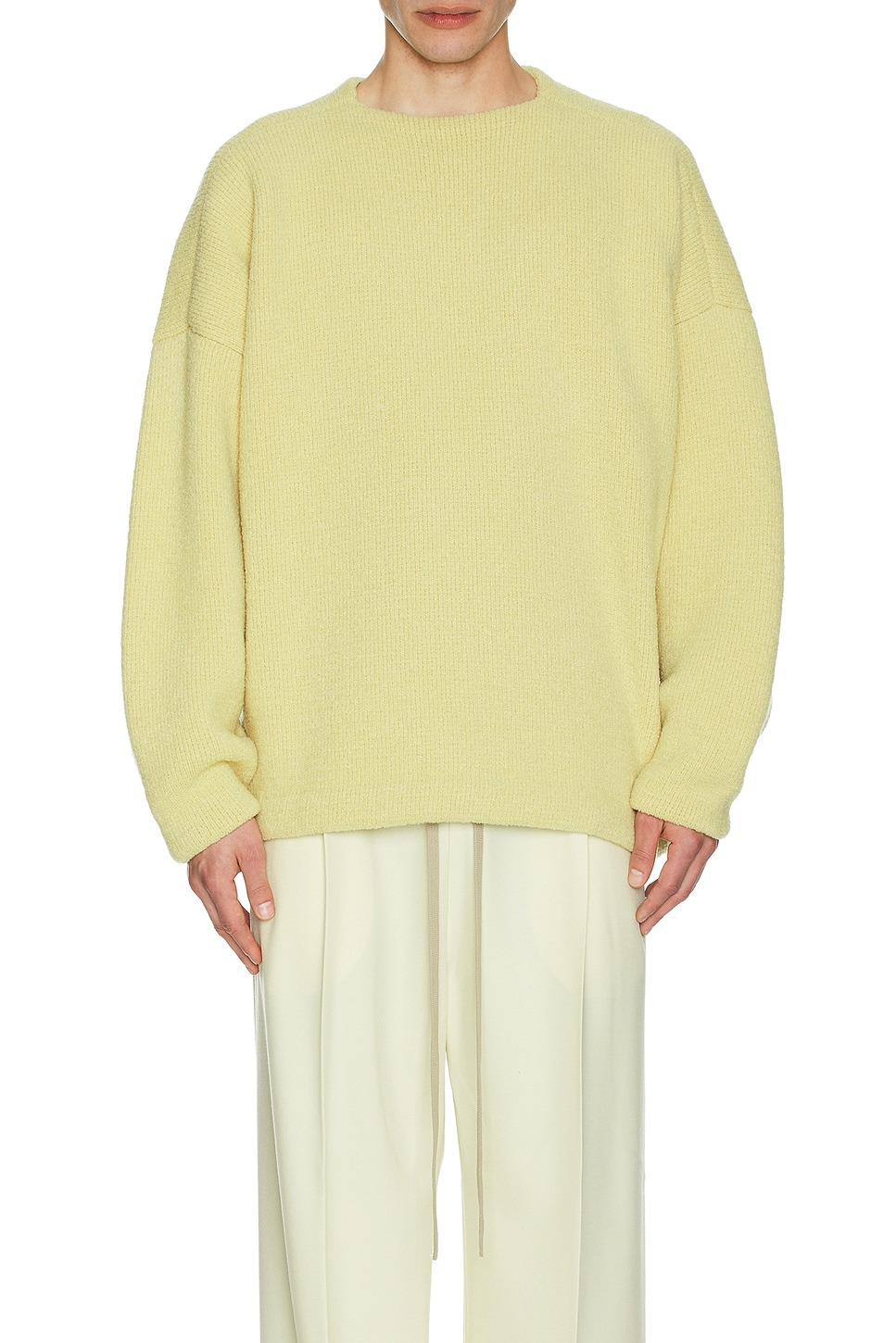 Virgin Wool Boucle Straight Neck Relaxed Sweater - 4