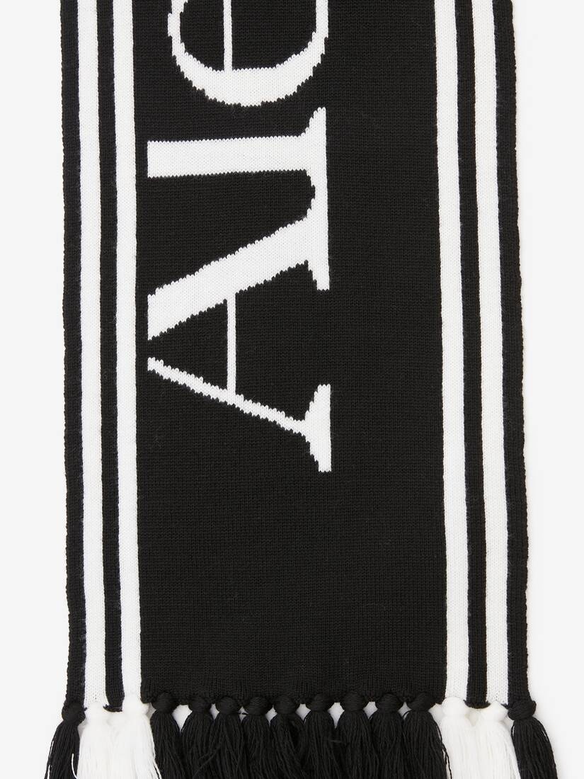 Women's McQueen Knit Scarf in Black/ivory - 4
