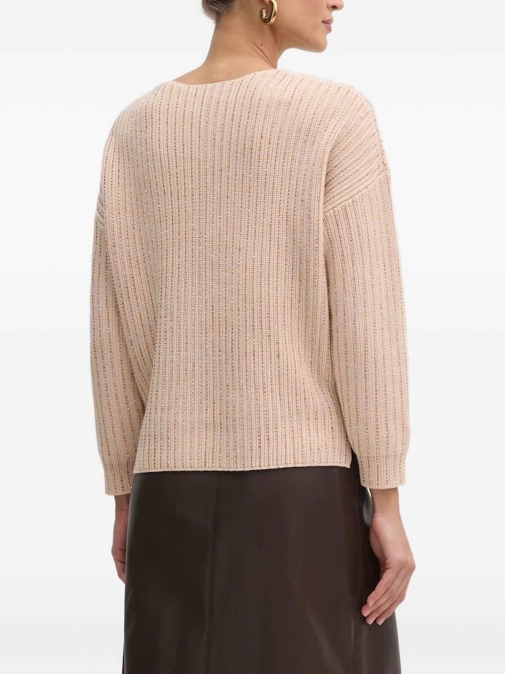crystal-embellishment v-neck sweater - 2
