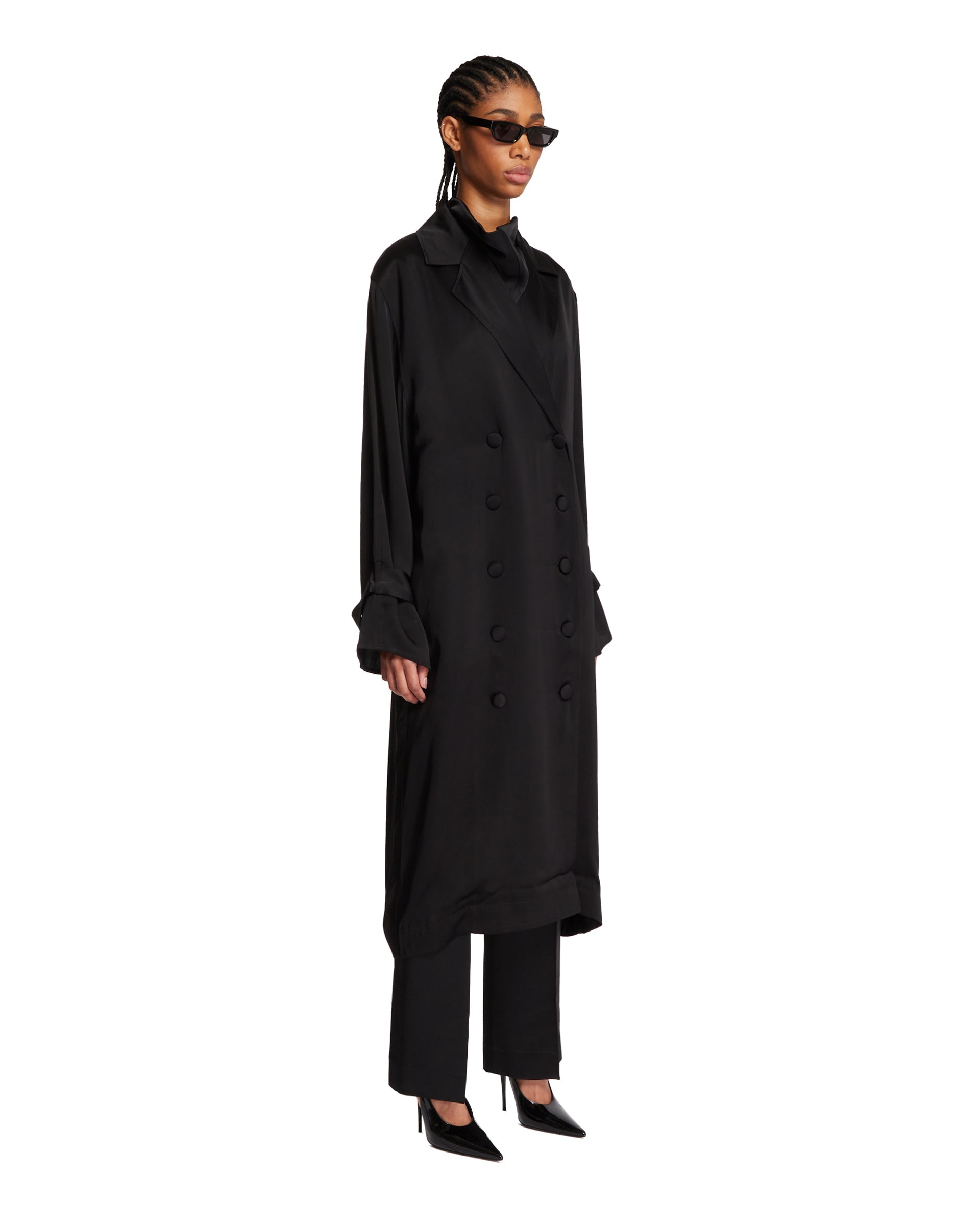 Totême Black Viscose Trench Dress antonia REVERSIBLE