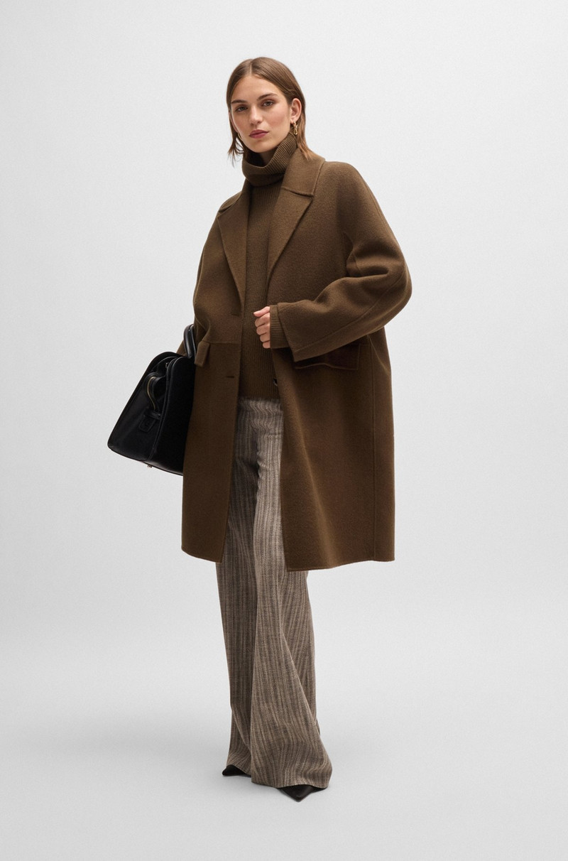 BOSS WOOL COAT WITH BUTTONED CUFFS AND SIGNATURE ACCENTS outlook
