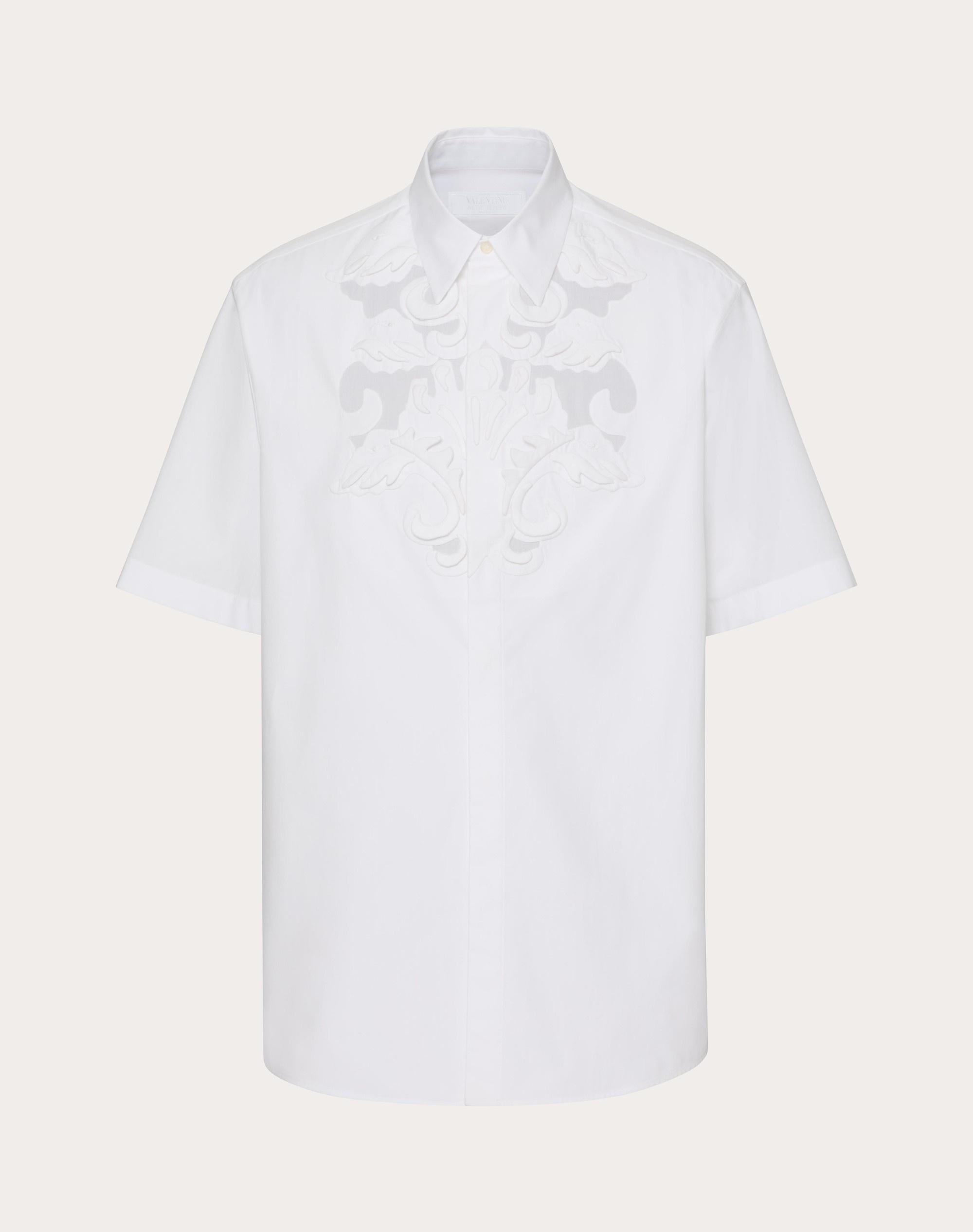 COTTON POPLIN BOWLING SHIRT WITH HIGH RELIEF EMBROIDERY - 1