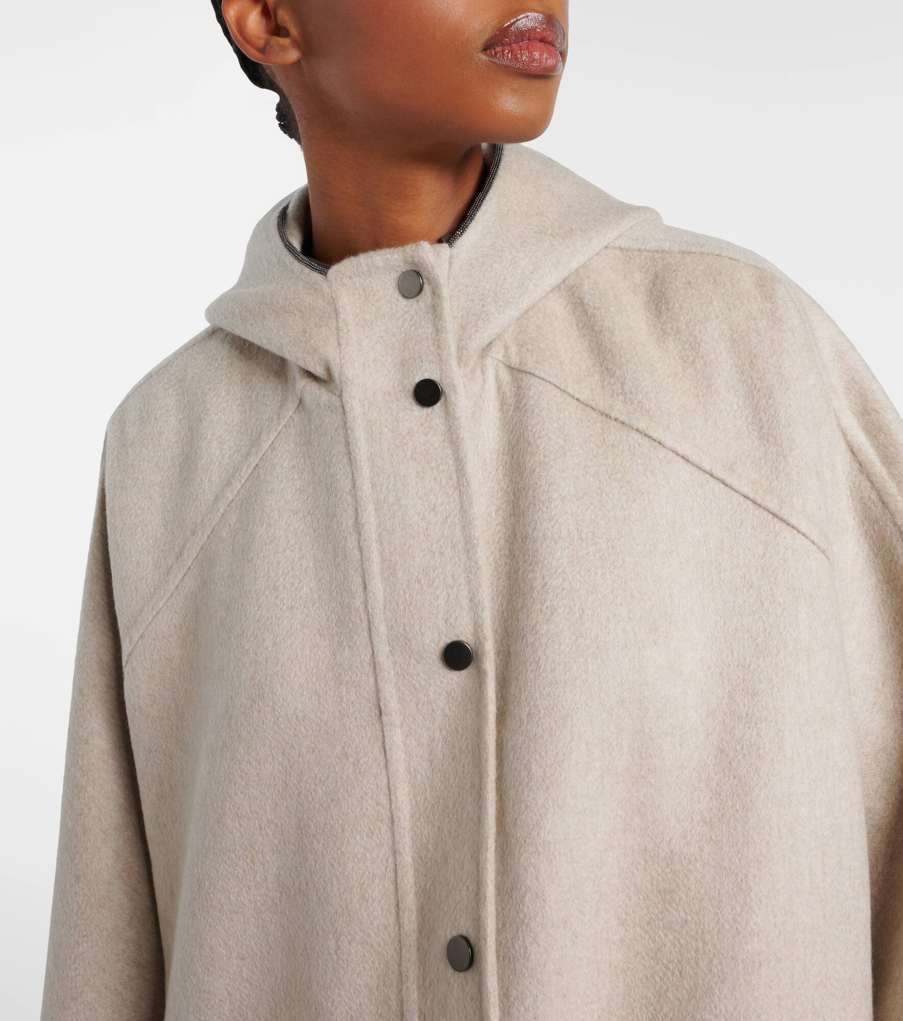 Hooded cashmere cape - 4