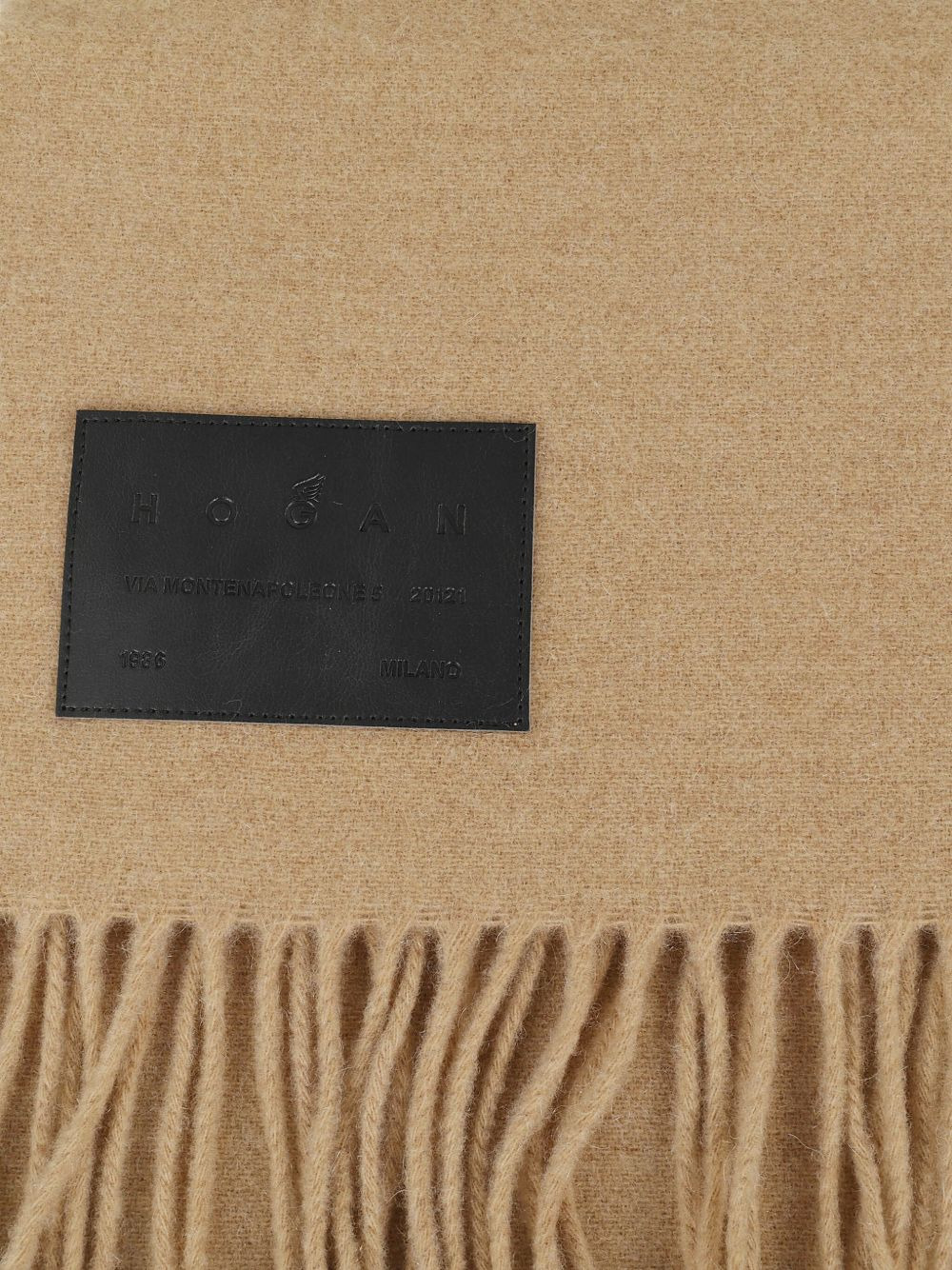 logo-patch fringed-edges scarf - 2