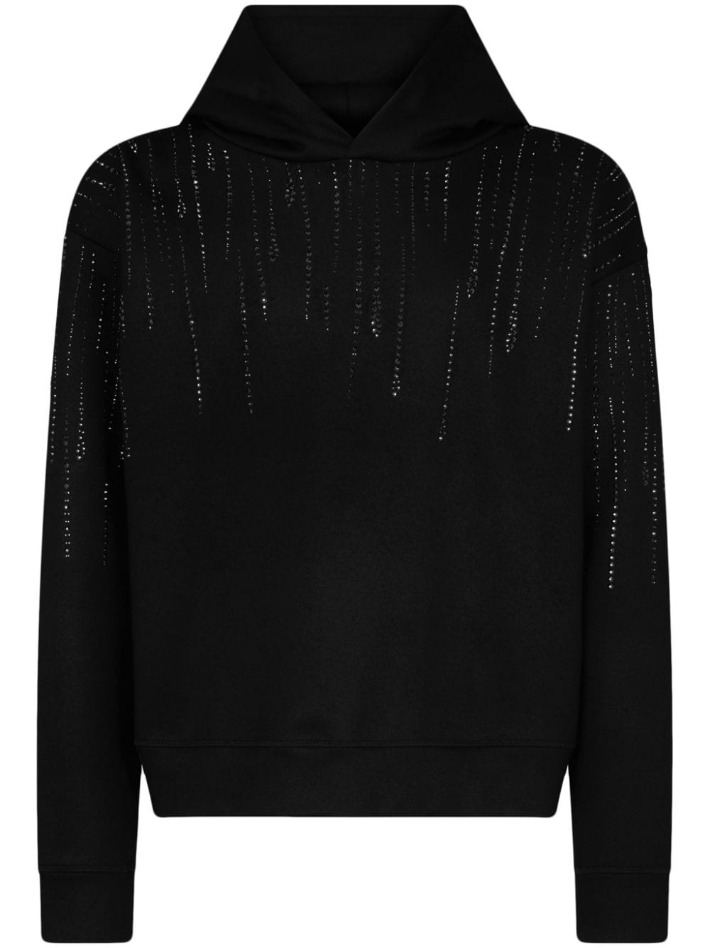 rhinestone-embellished drop-shoulder hoodie - 1