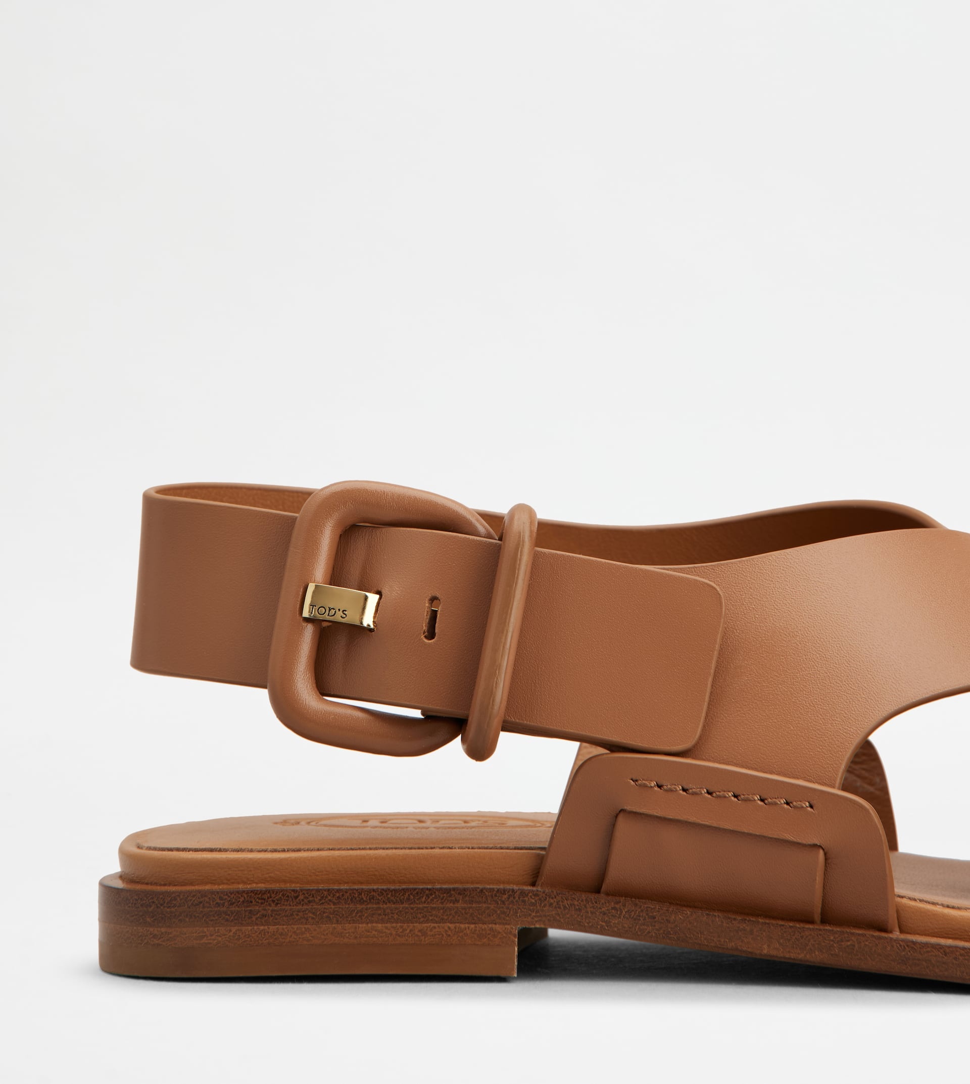 SANDALS IN LEATHER - BROWN - 5