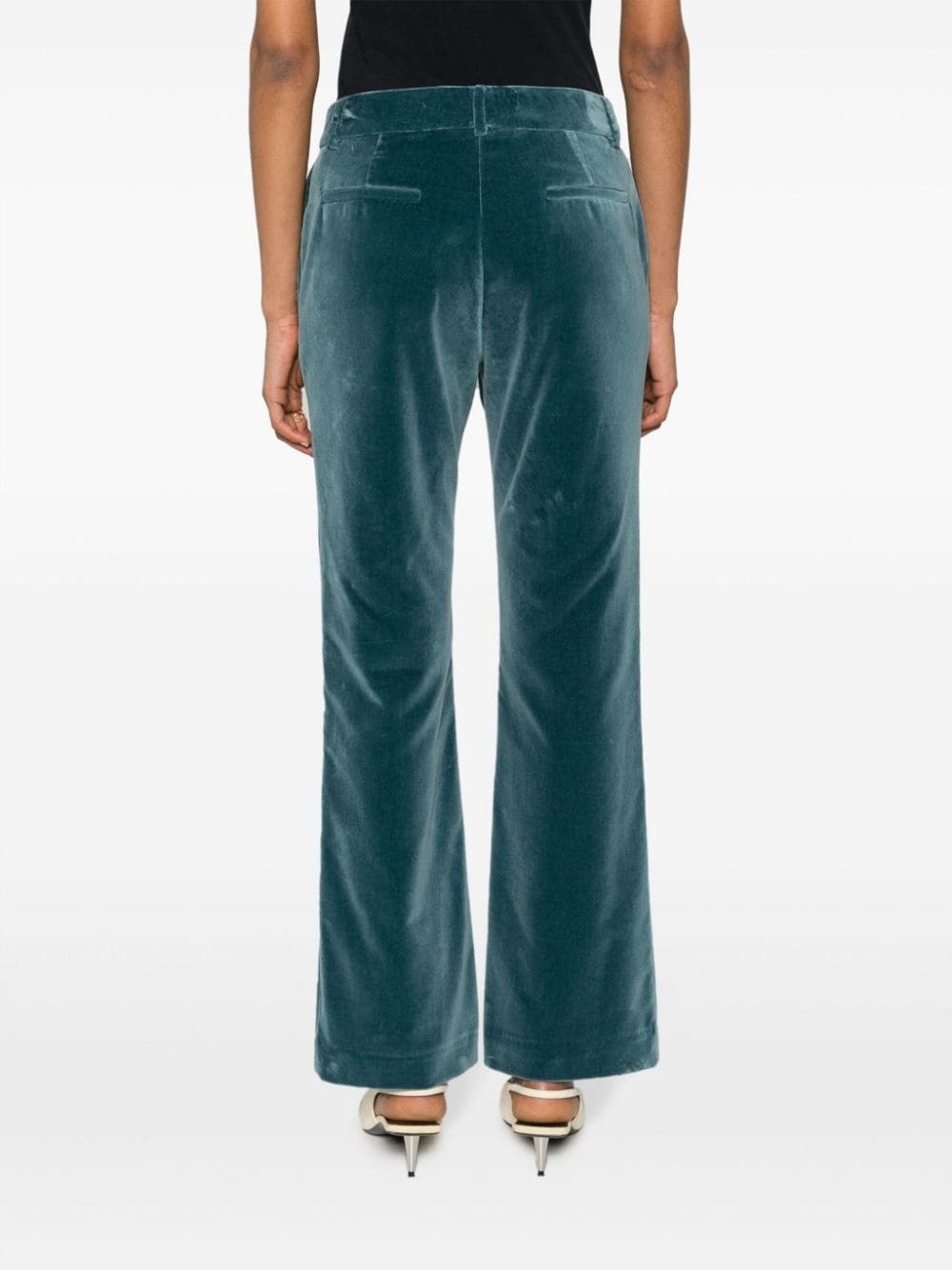 velvet-finish cotton cropped trousers - 4