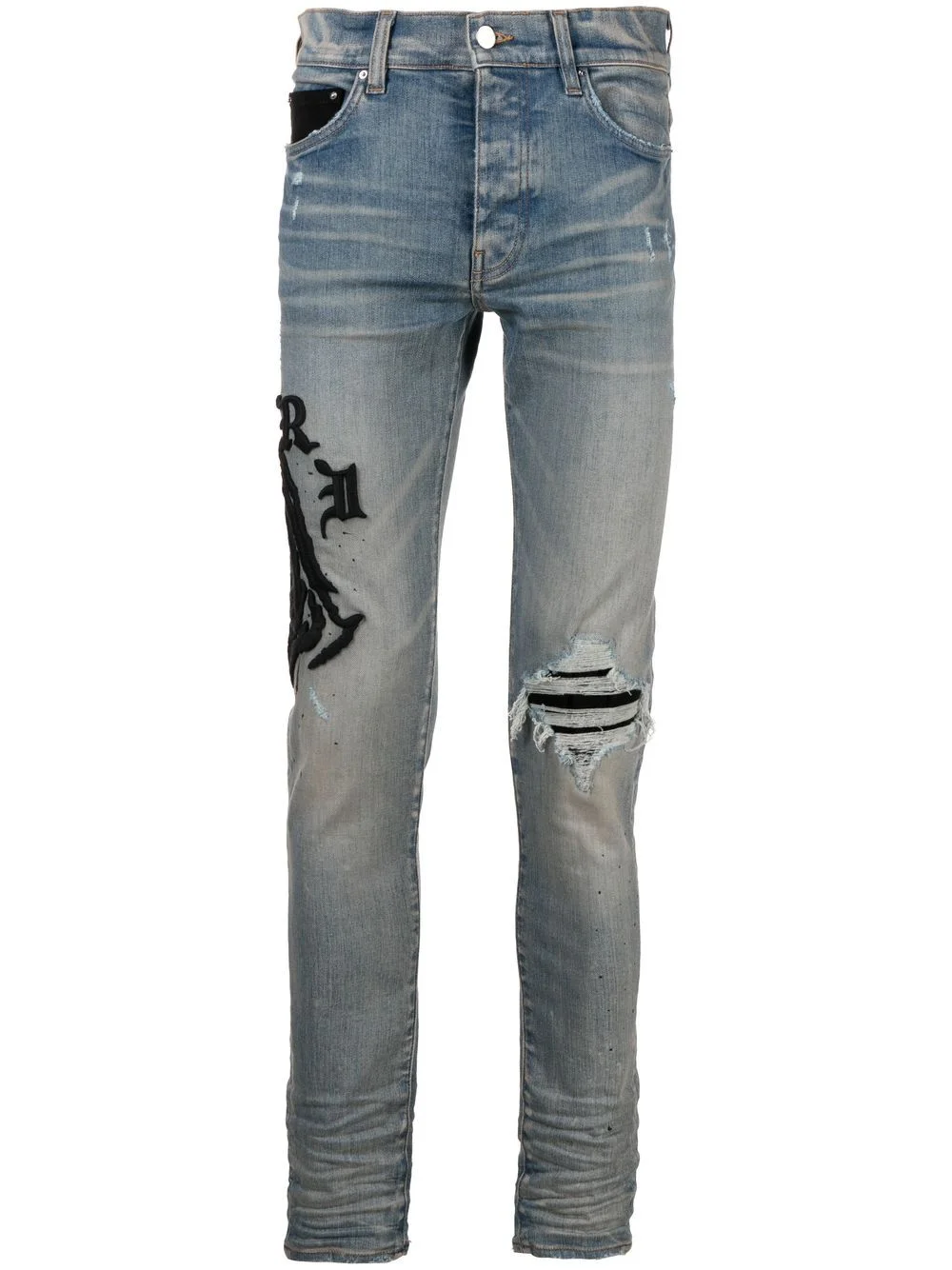 logo-embroidered skinny jeans - 1