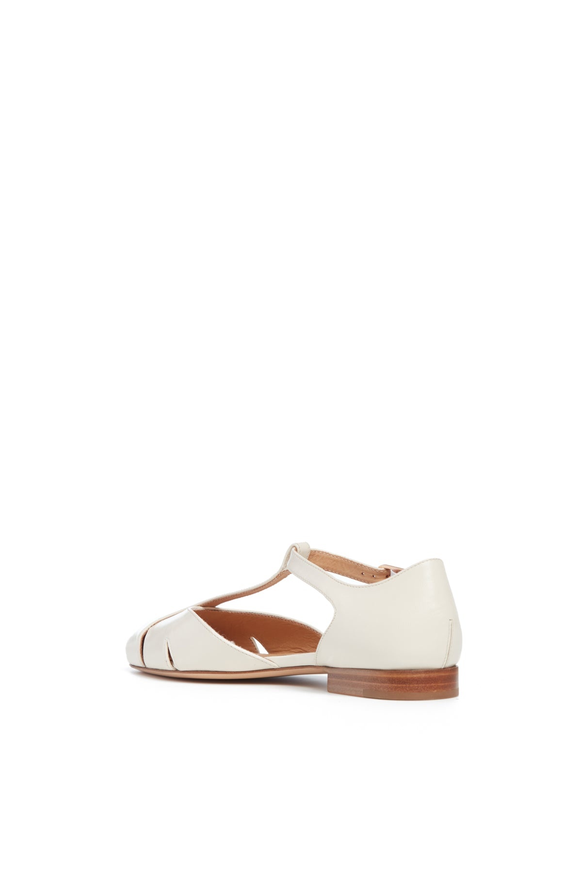 Harlow Ballerina Flat in Cream Leather - 3