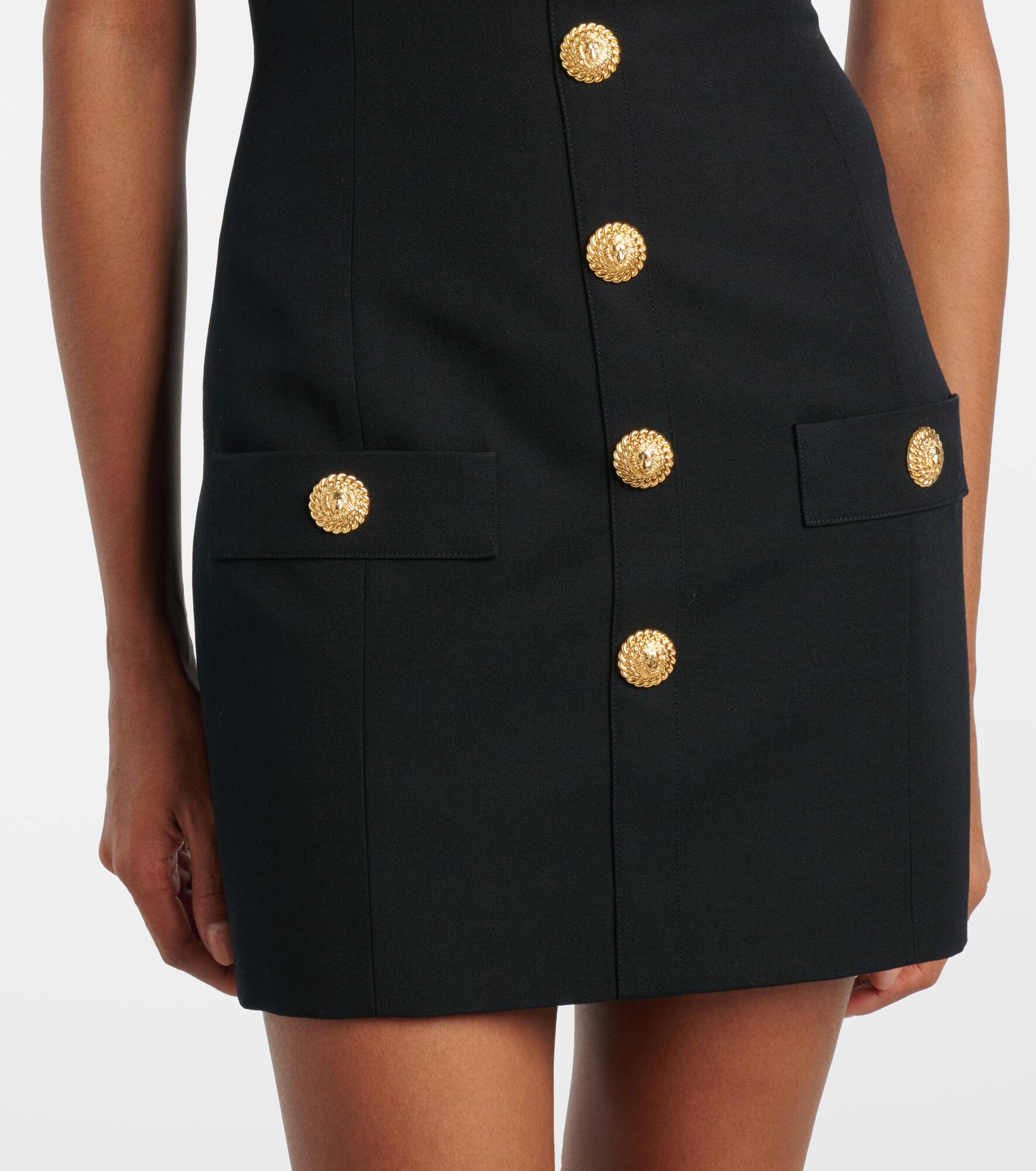 Halterneck wool grain de poudre minidress - 5