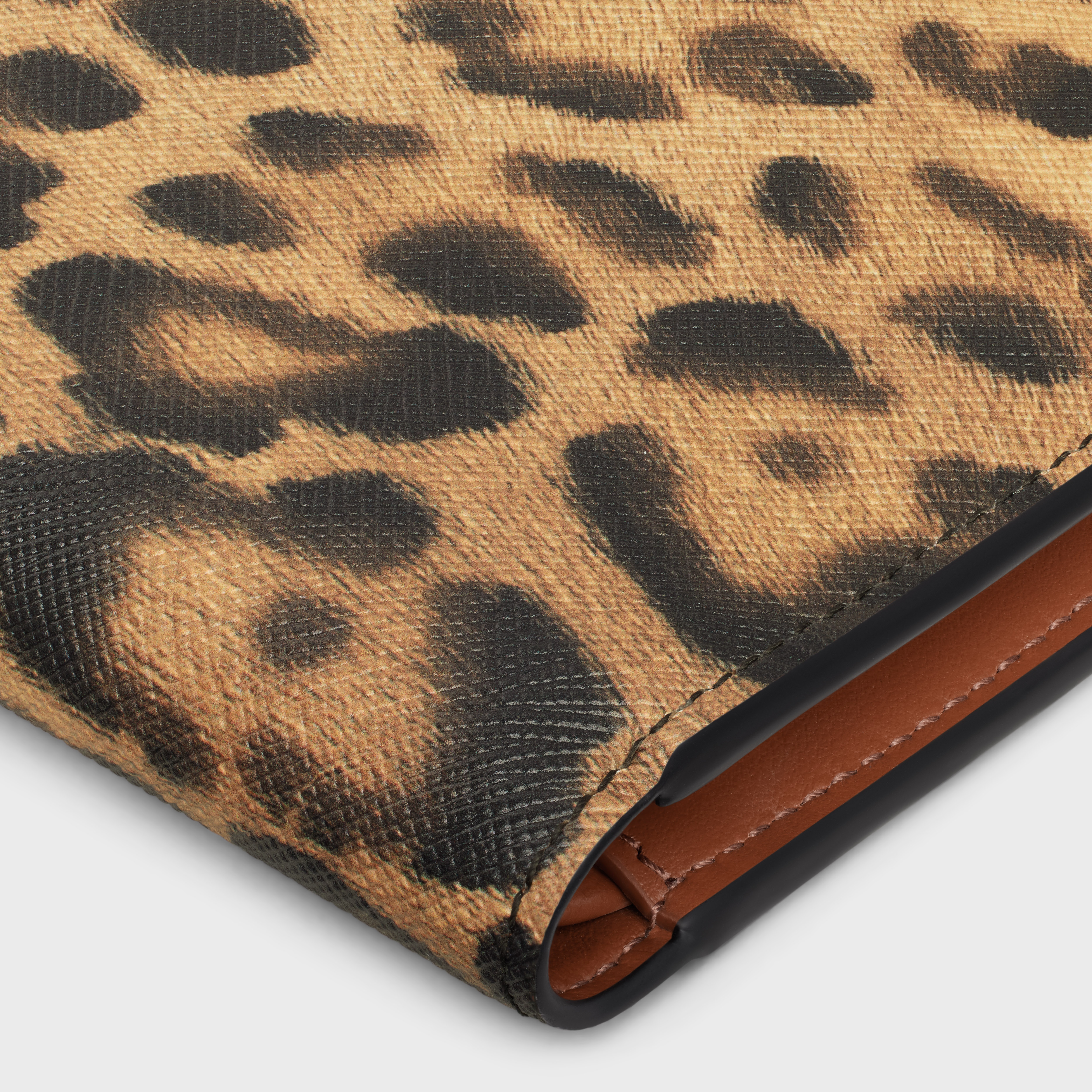 Bi-fold Wallet with Coin Compartment in Celine canvas with leopard print - 4