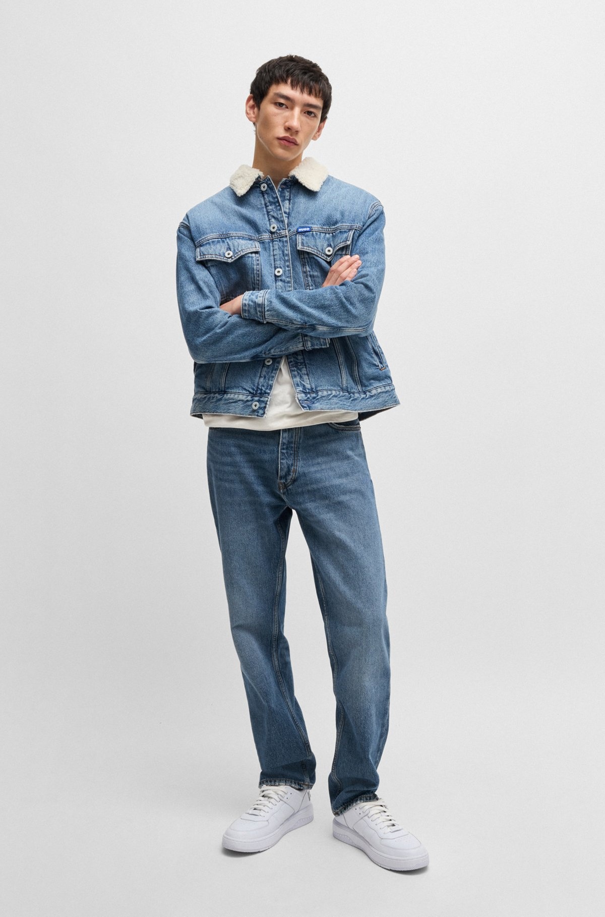REGULAR-FIT JEANS IN BLUE STONEWASHED DENIM - 3