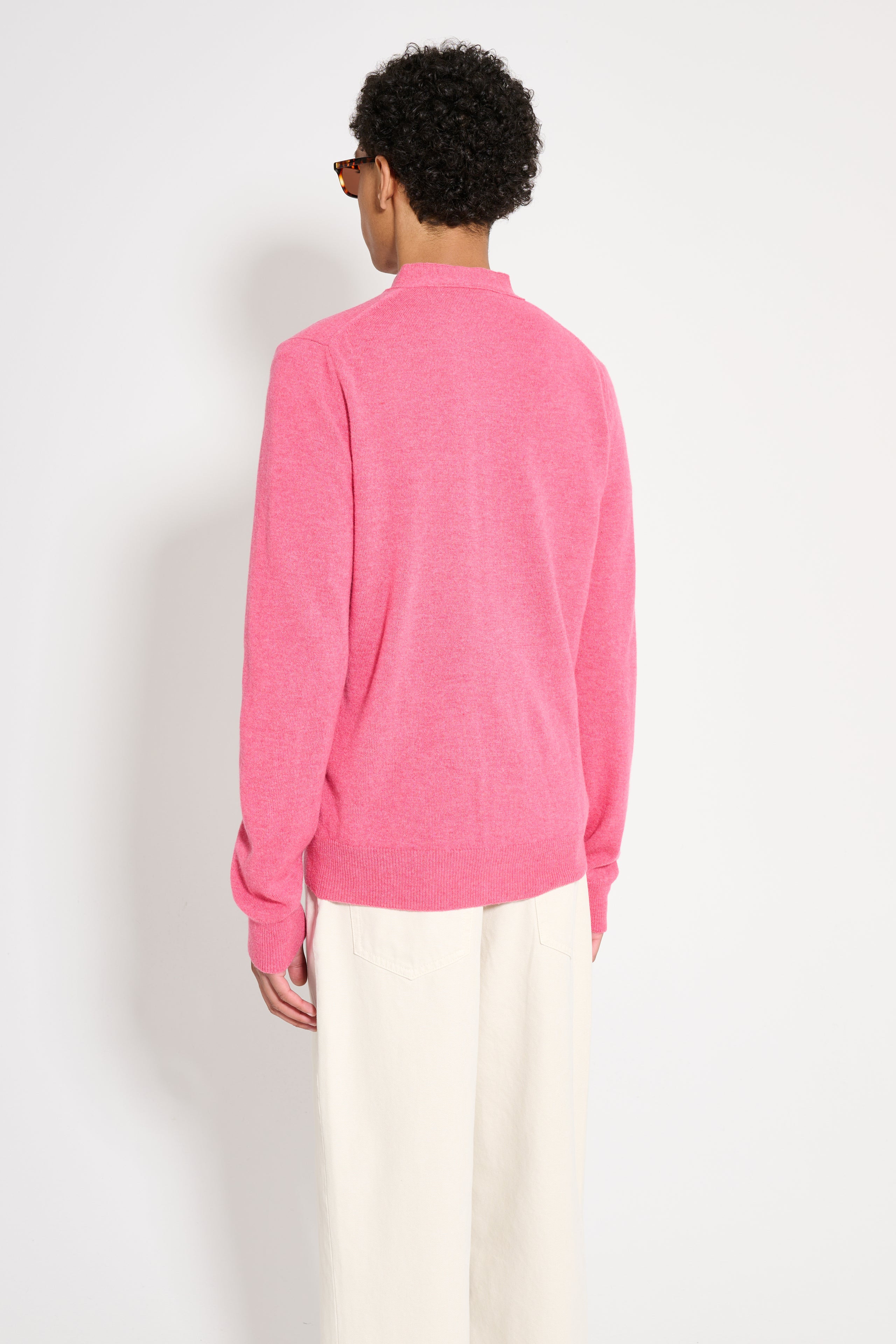 COMME DES GARÇONS PLAY DOUBLE HEART KNITTED CARDIGAN PINK - 3
