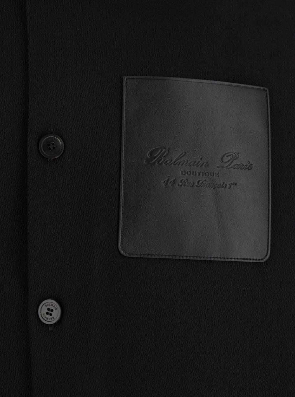 Balmain Men Black Shirt With Classic Collar And Logo Detail On The Pocket In Wool Stretch Man - 3