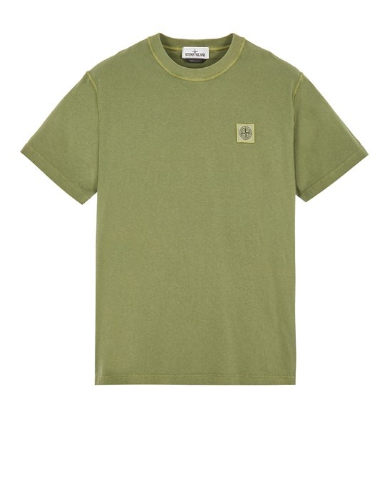 23757 GARMENT-DYED COTTON JERSEY 'FISSATO' TREATMENT OLIVE GREEN - 1