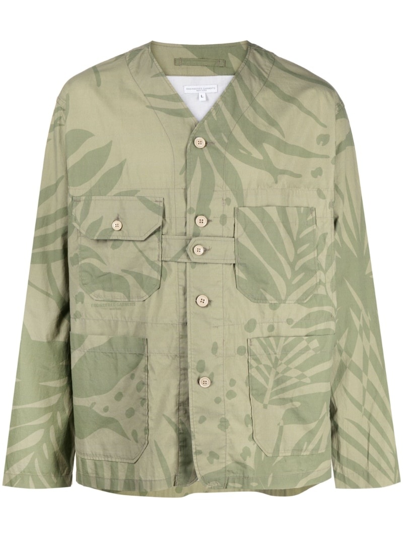 leaf-print shirt jacket - 1