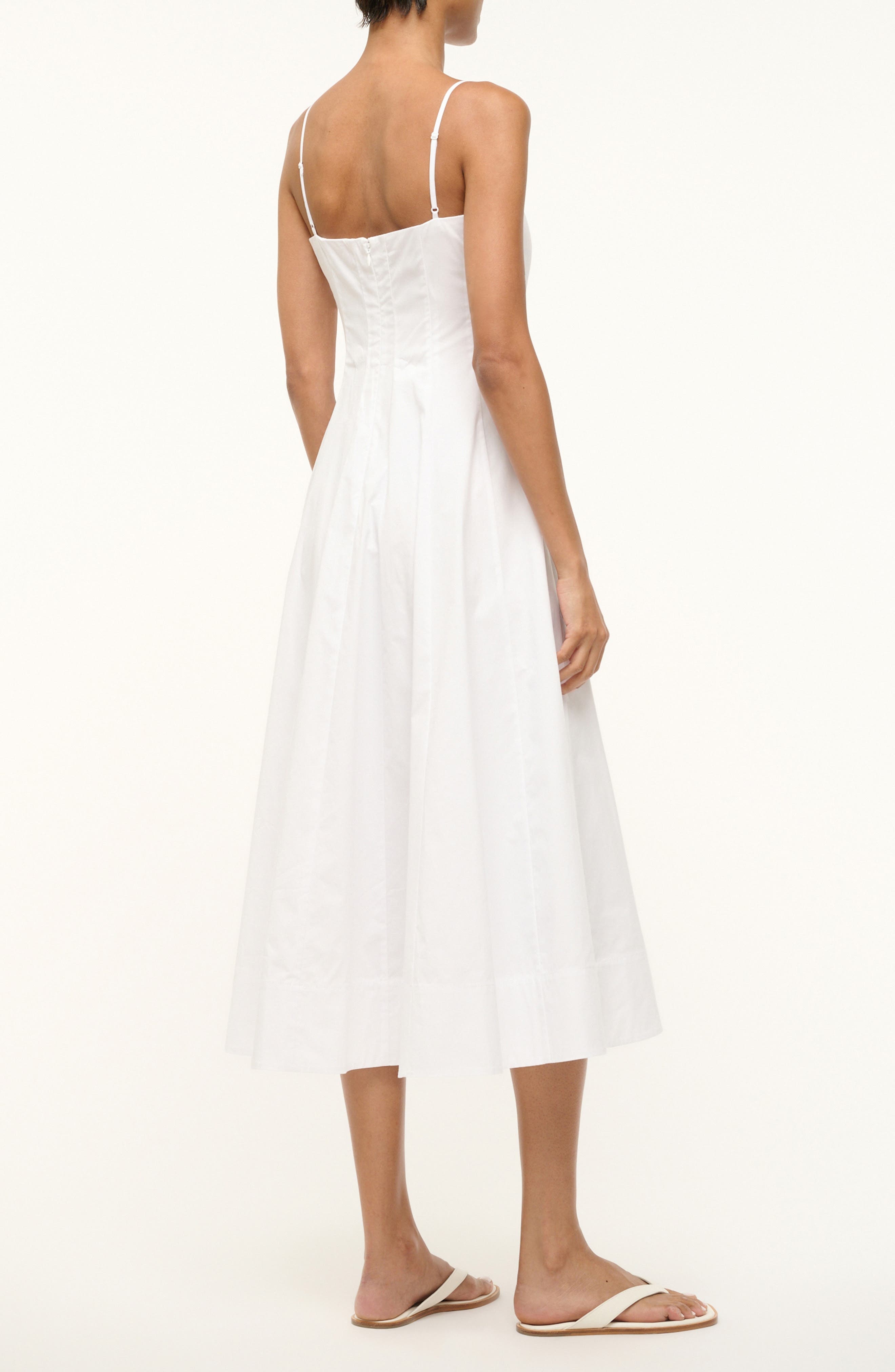 STAUD Wylie Seamed Midi Dress in White at Nordstrom - 2