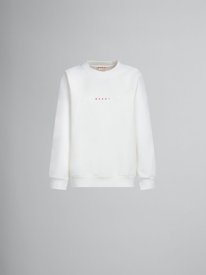 WHITE BIO COTTON SWEATSHIRT WITH MARNI LOGO - 1