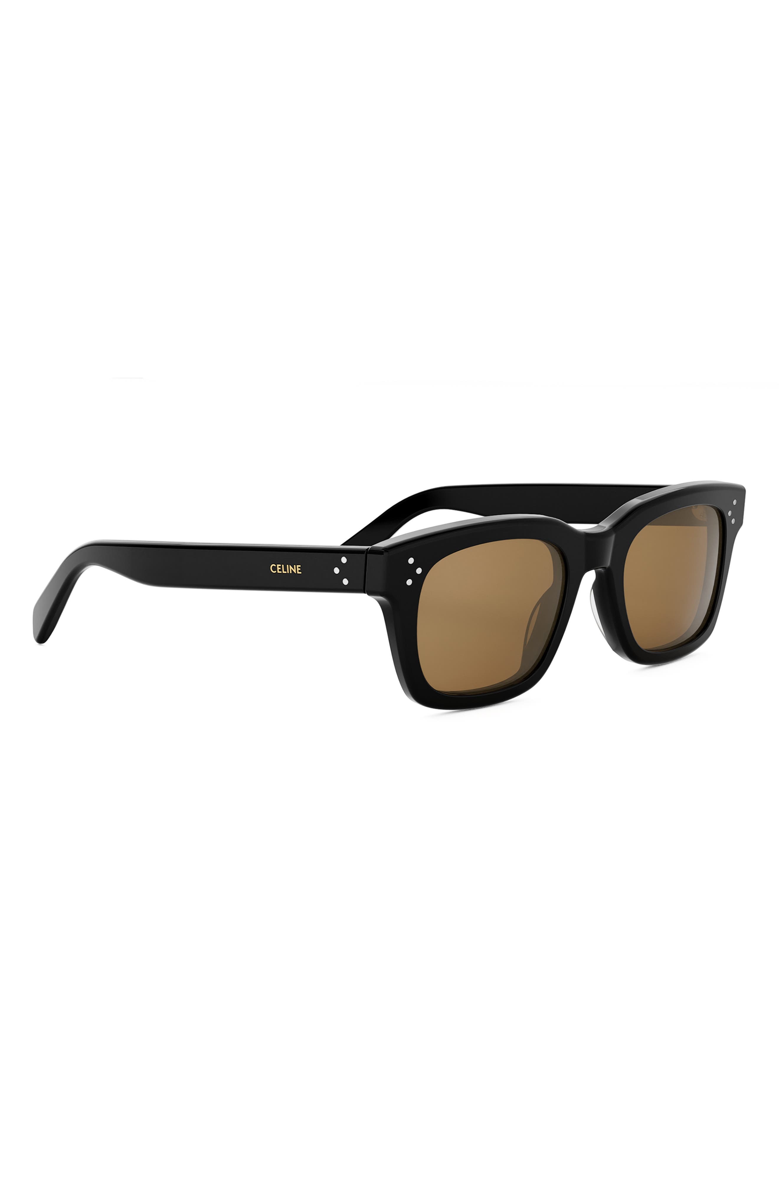 CELINE Bold 3 Dots 50mm Square Sunglasses in Shiny Black /Roviex at Nordstrom - 8