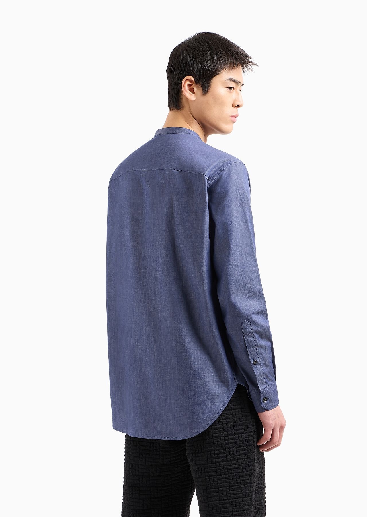 Chambray shirt with guru collar - 3