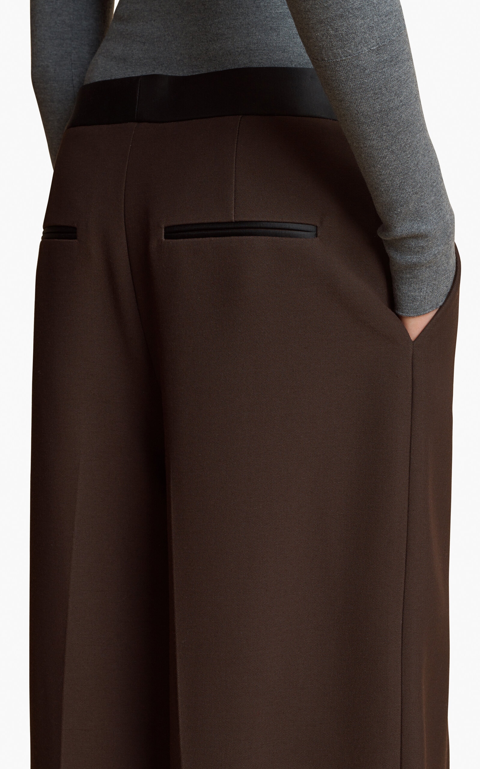 Marine Zipped Crepe Wide-Leg Pants brown - 5