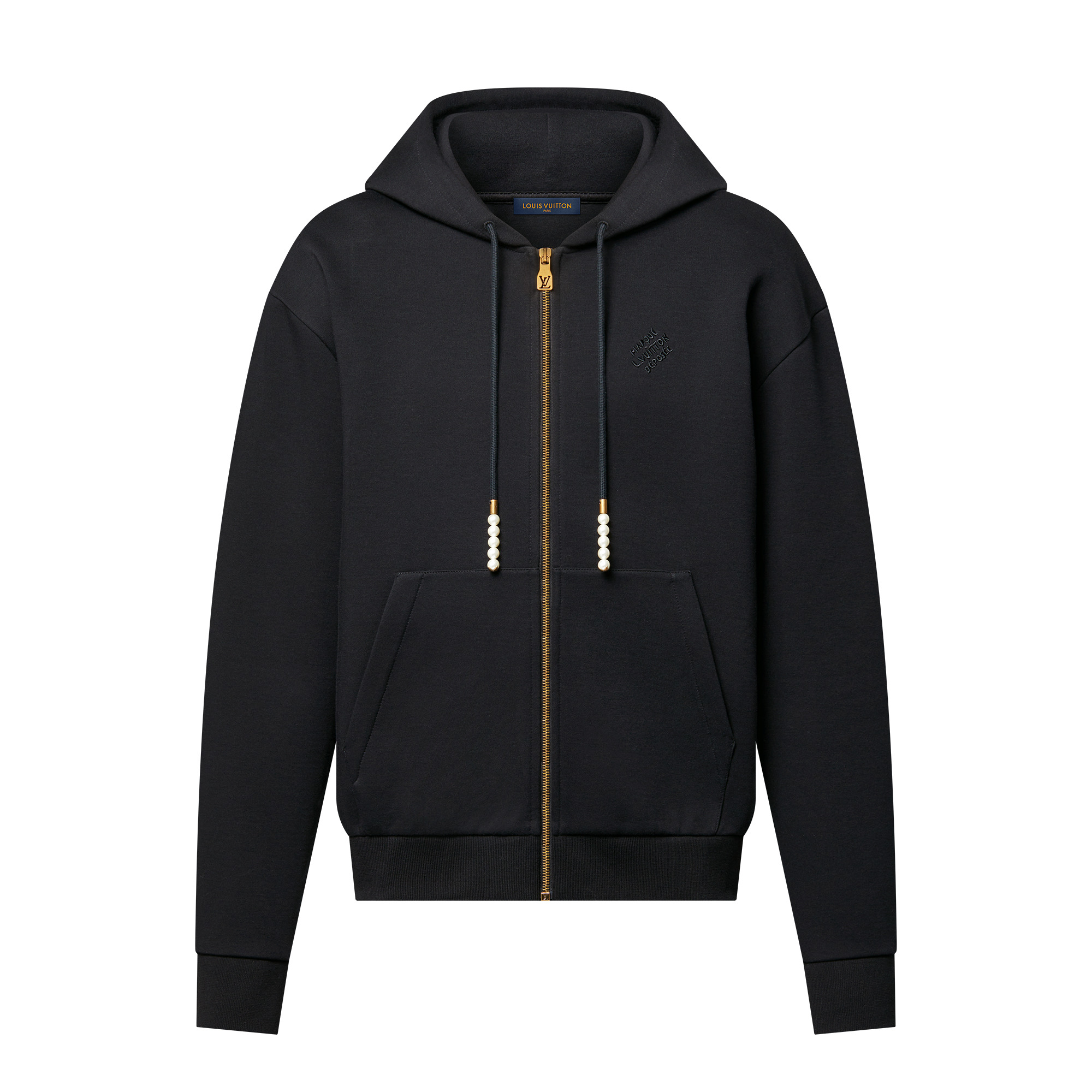 Embroidered Zipped Jersey Hoodie - 1