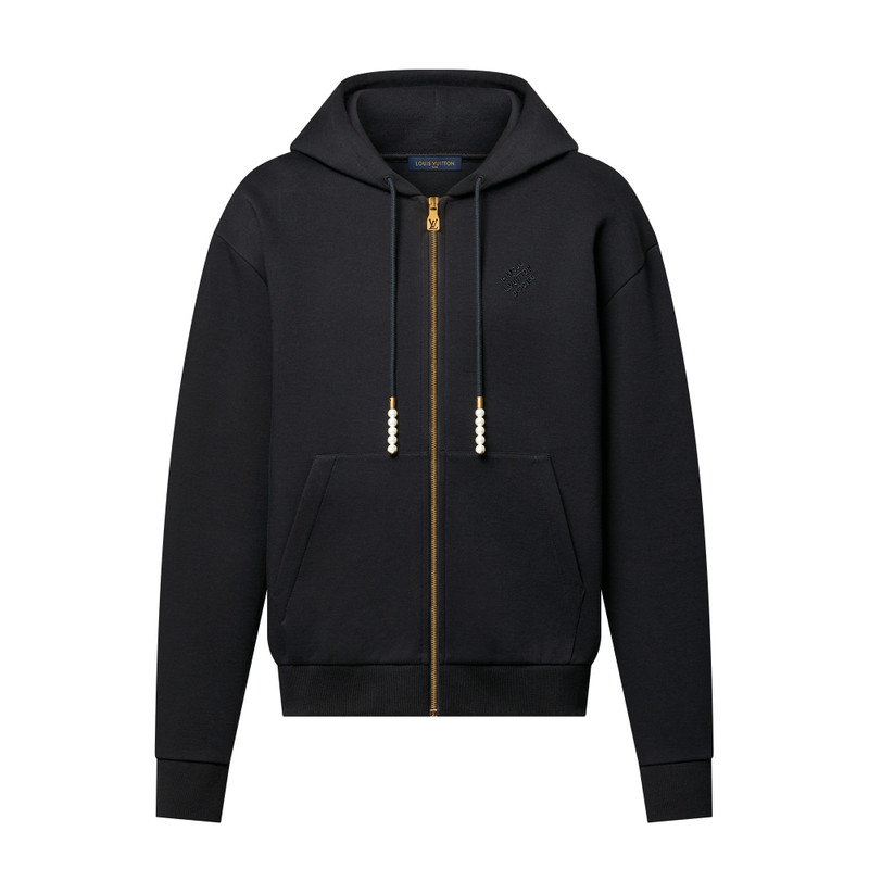 Embroidered Zipped Jersey Hoodie 1