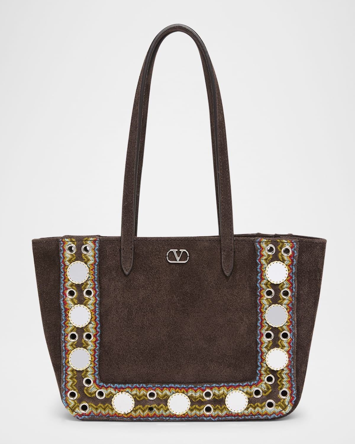 Nellcote Mirror-Embellished Suede Mini Tote Bag - 1