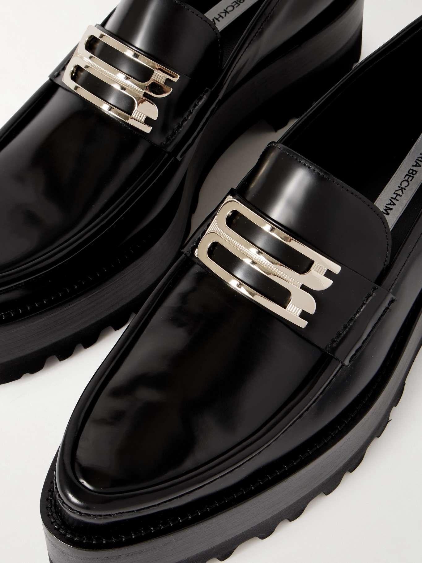 Embellished leather platform loafers - 4