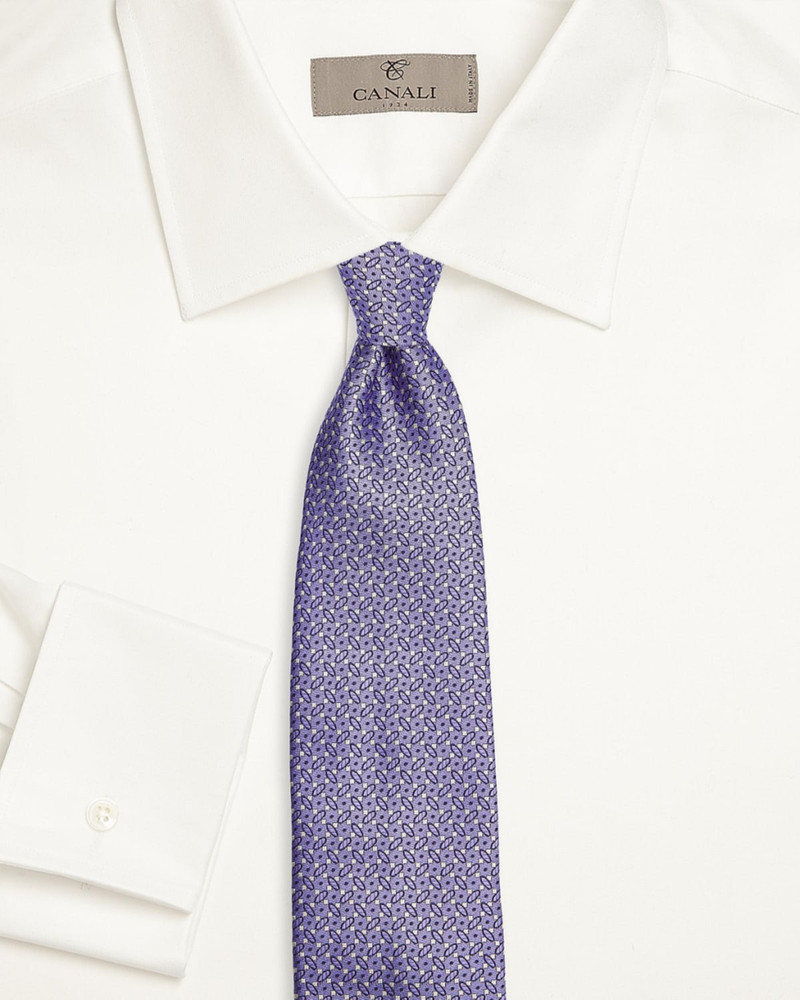 Canali Men's Micro-Geometric Silk Tie, Purple outlook