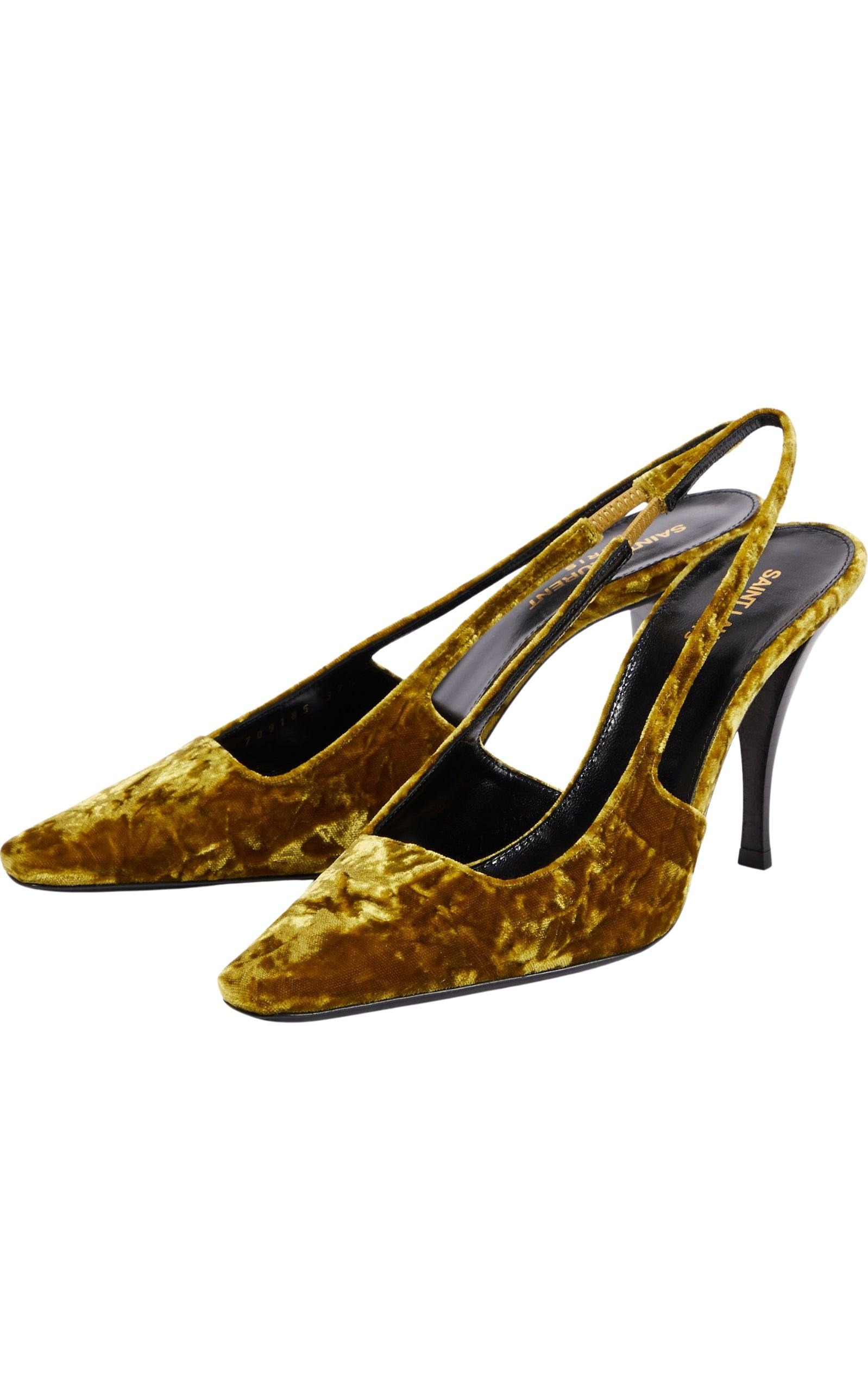 Blade 90 Velvet Slingback Pumps in Mustered - 3