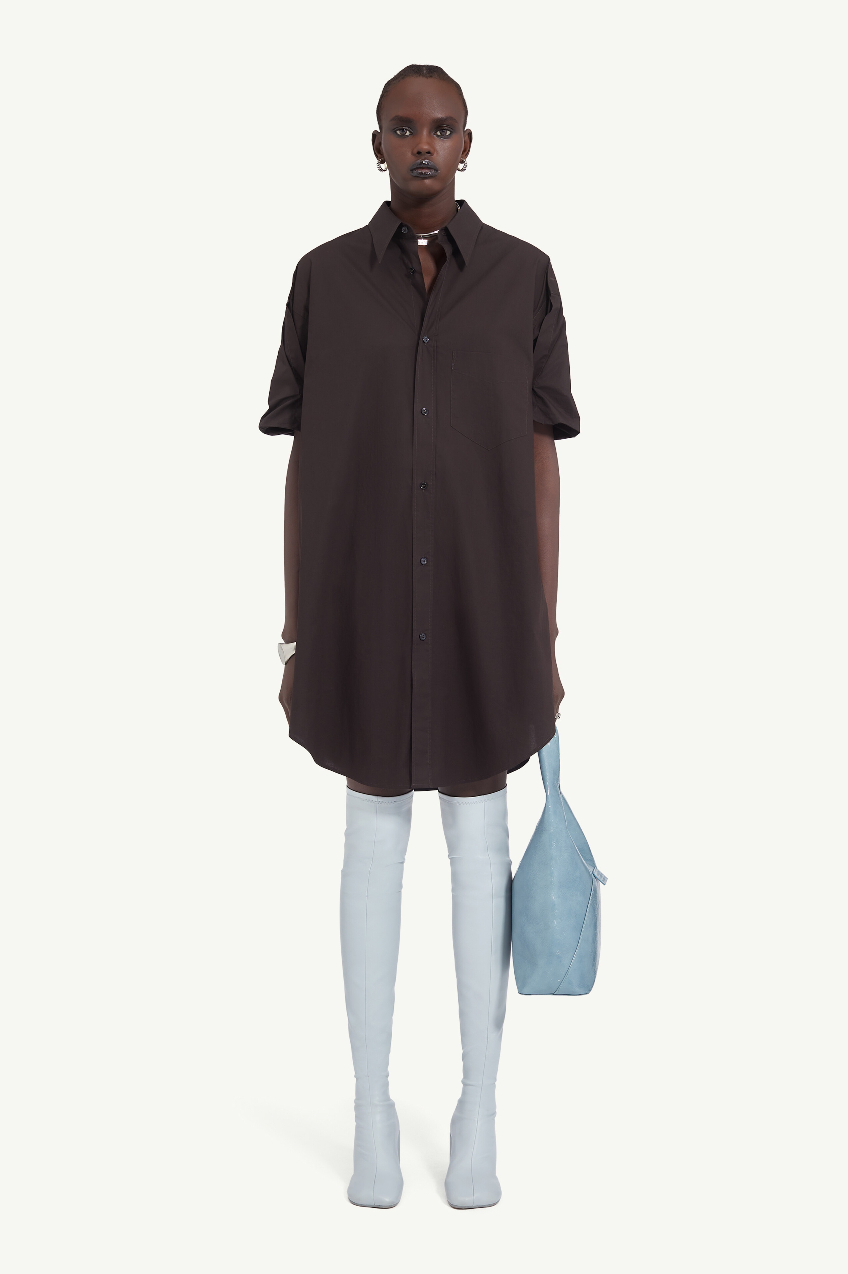 Turn-up sleeve shirt dress - 2