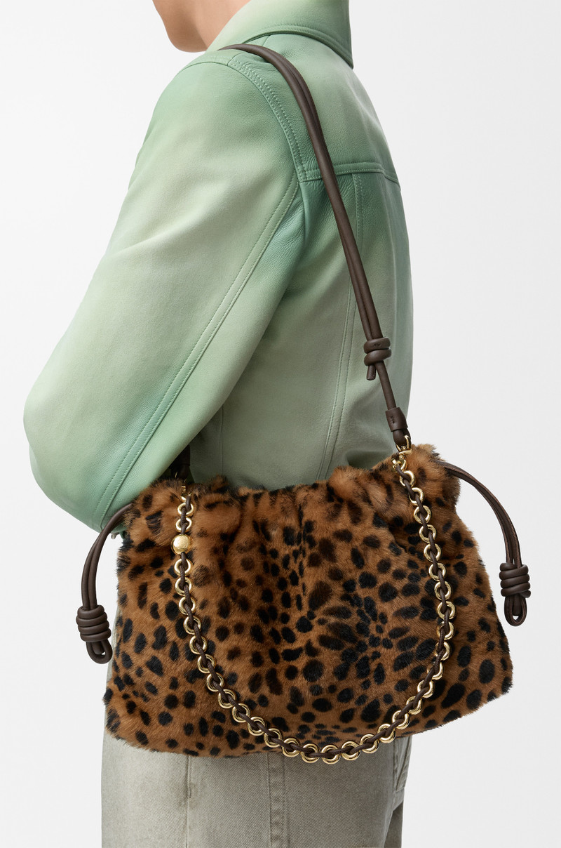 Medium Flamenco purse in printed shearling 5