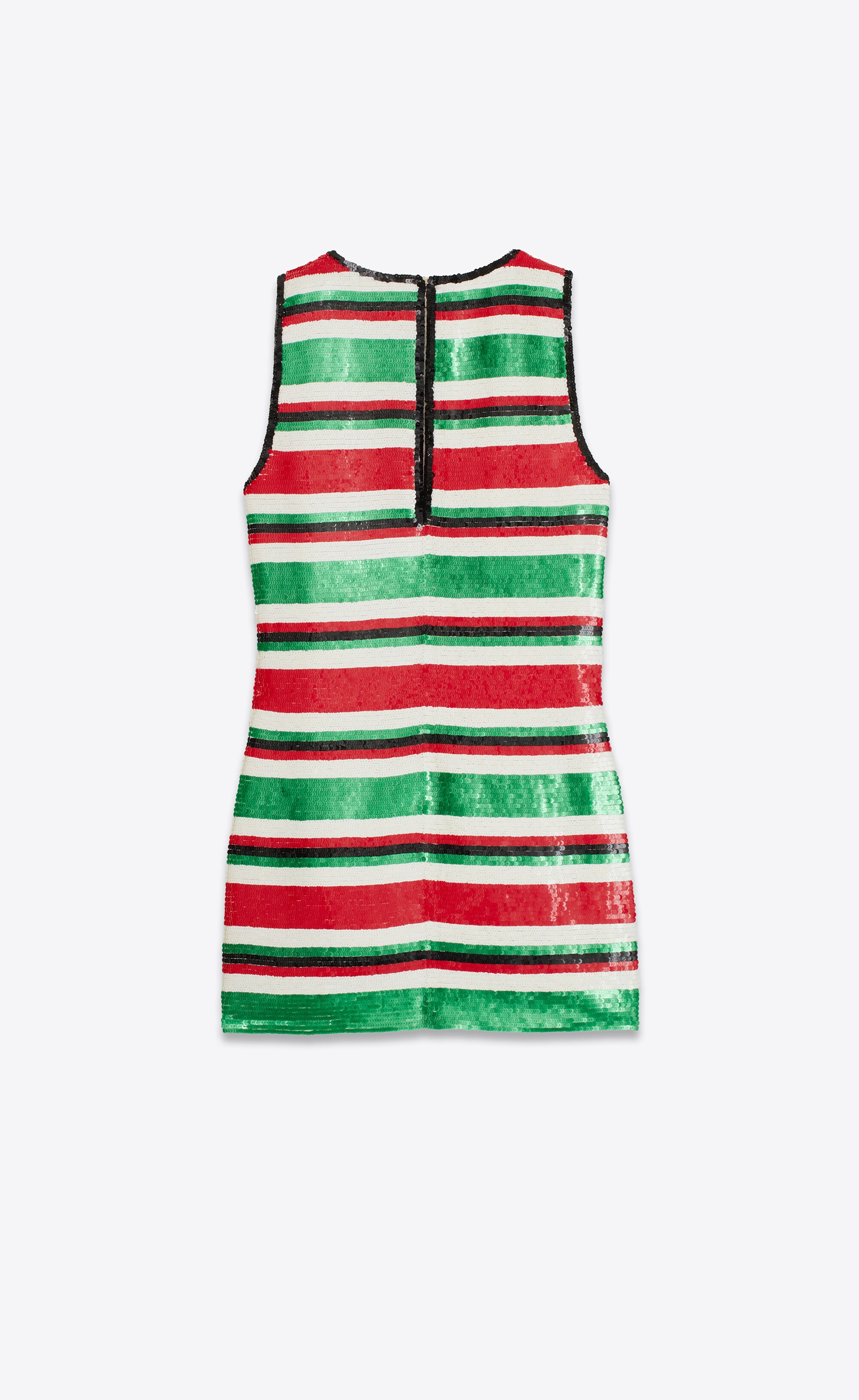 sequin-embroidered striped dress in silk georgette - 2