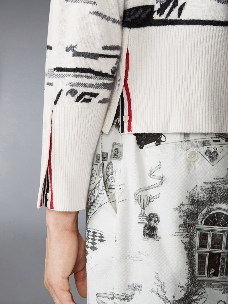 CASHMERE JERSEY INTARSIA HECTOR TOILE CARDIGAN 5