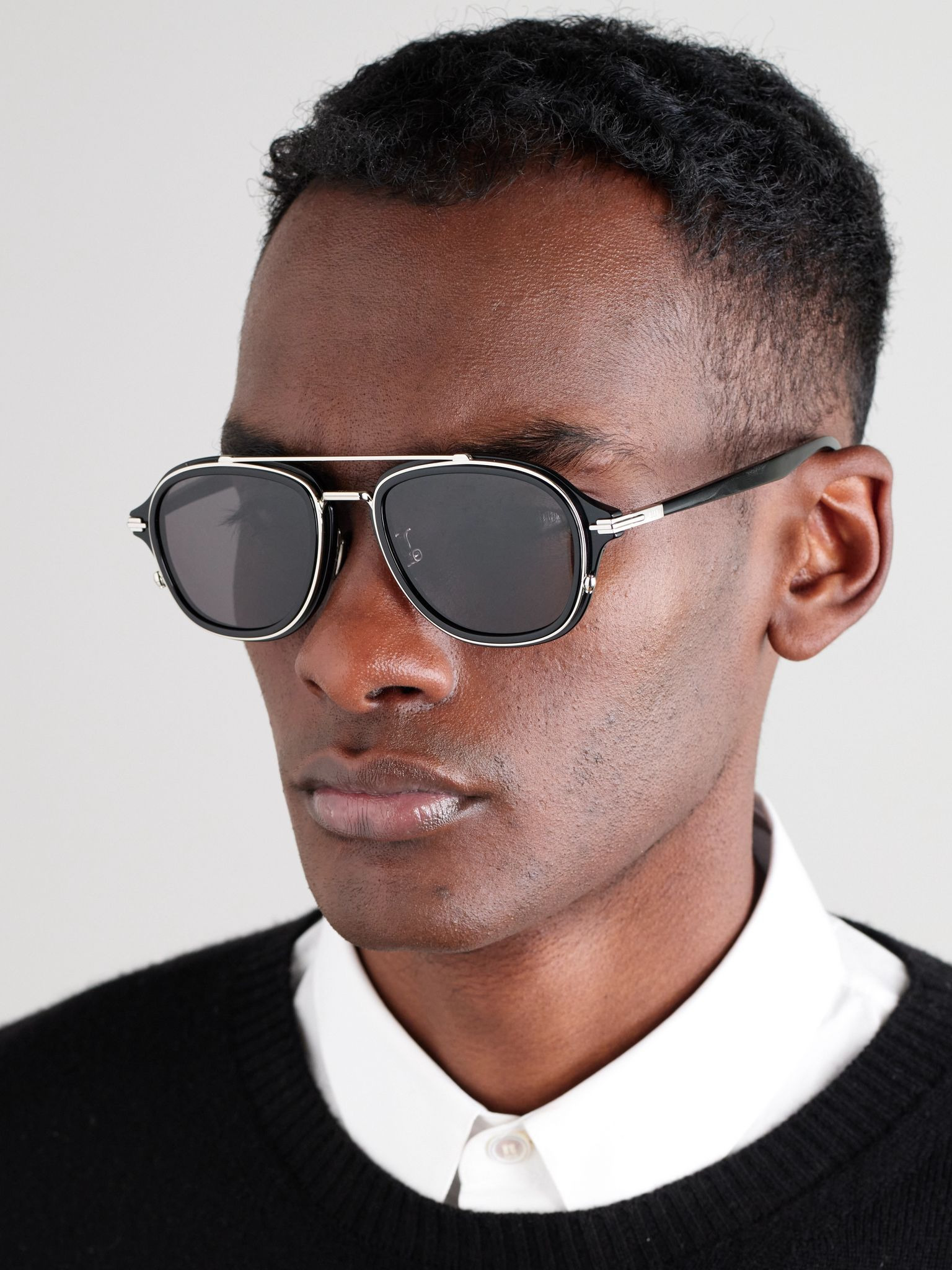 DiorBlacksuit A4U Aviator-Style Acetate and Silver-Tone Sunglasses Black - 2