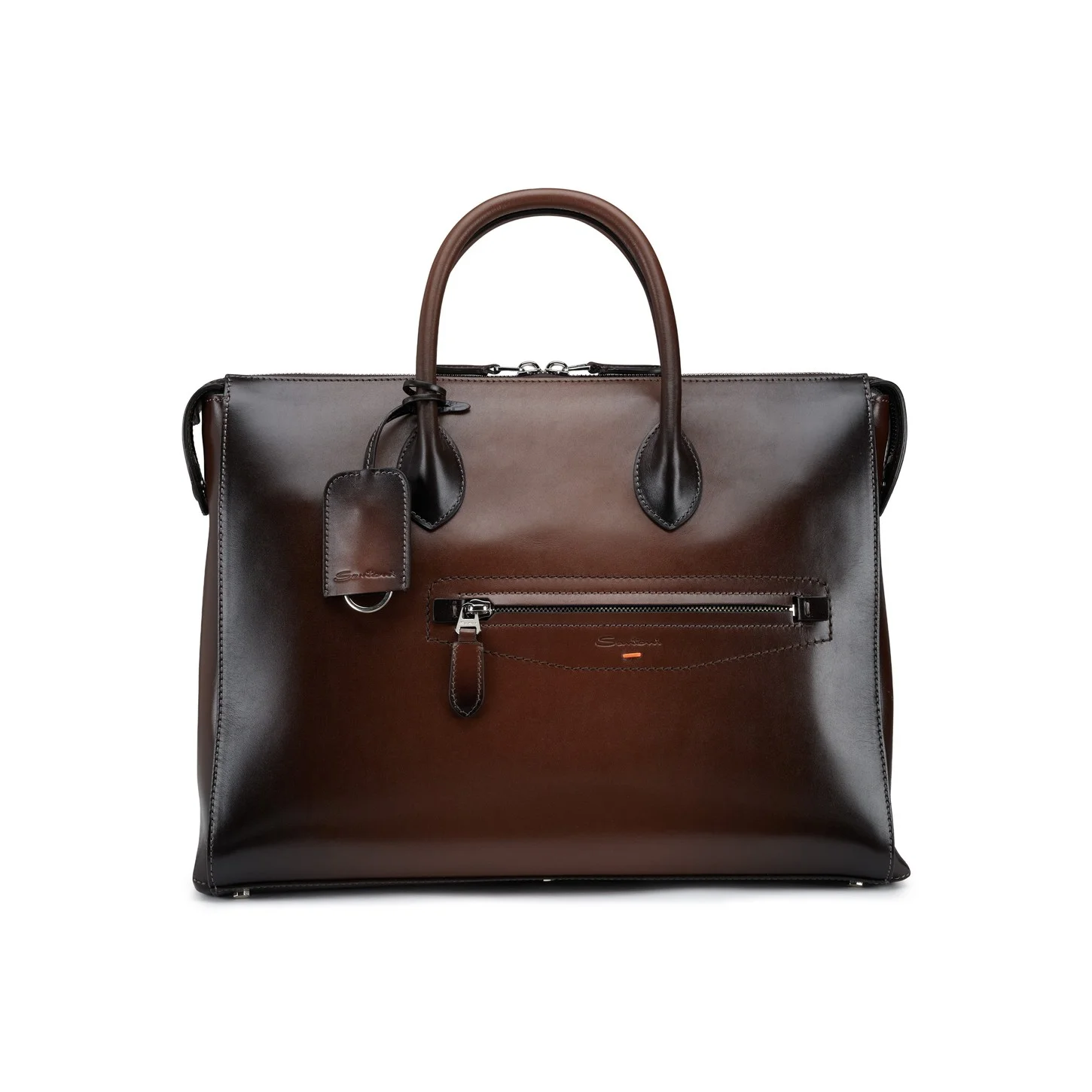 Dark brown leather laptop bag - 1