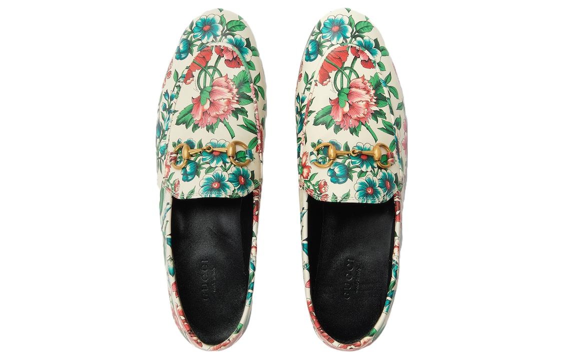(WMNS) Gucci Horsebit Printed Leather Loafers 'White Pink' 746392-AAB0D-8464 - 2
