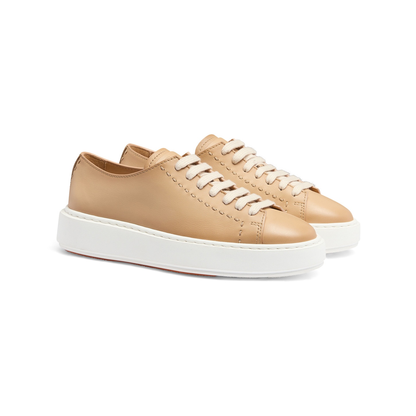 Women's light brown leather sneaker - 3